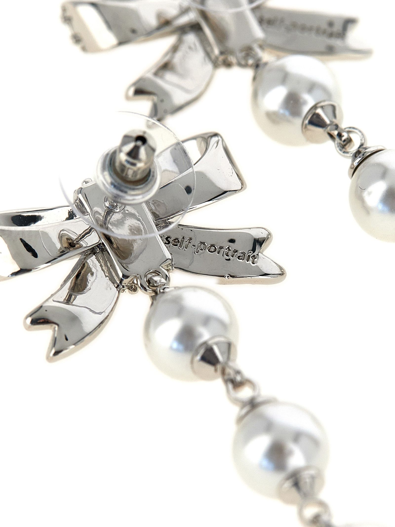 Self-Portrait 'Crystal Bow Pearl Droplet' earrings Size ONE SIZE - 2 Thumbnail