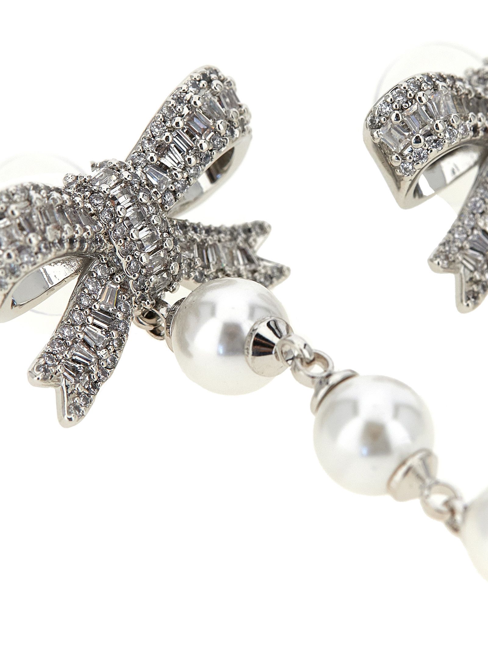 Self-Portrait 'Crystal Bow Pearl Droplet' earrings Size ONE SIZE - 3 Thumbnail