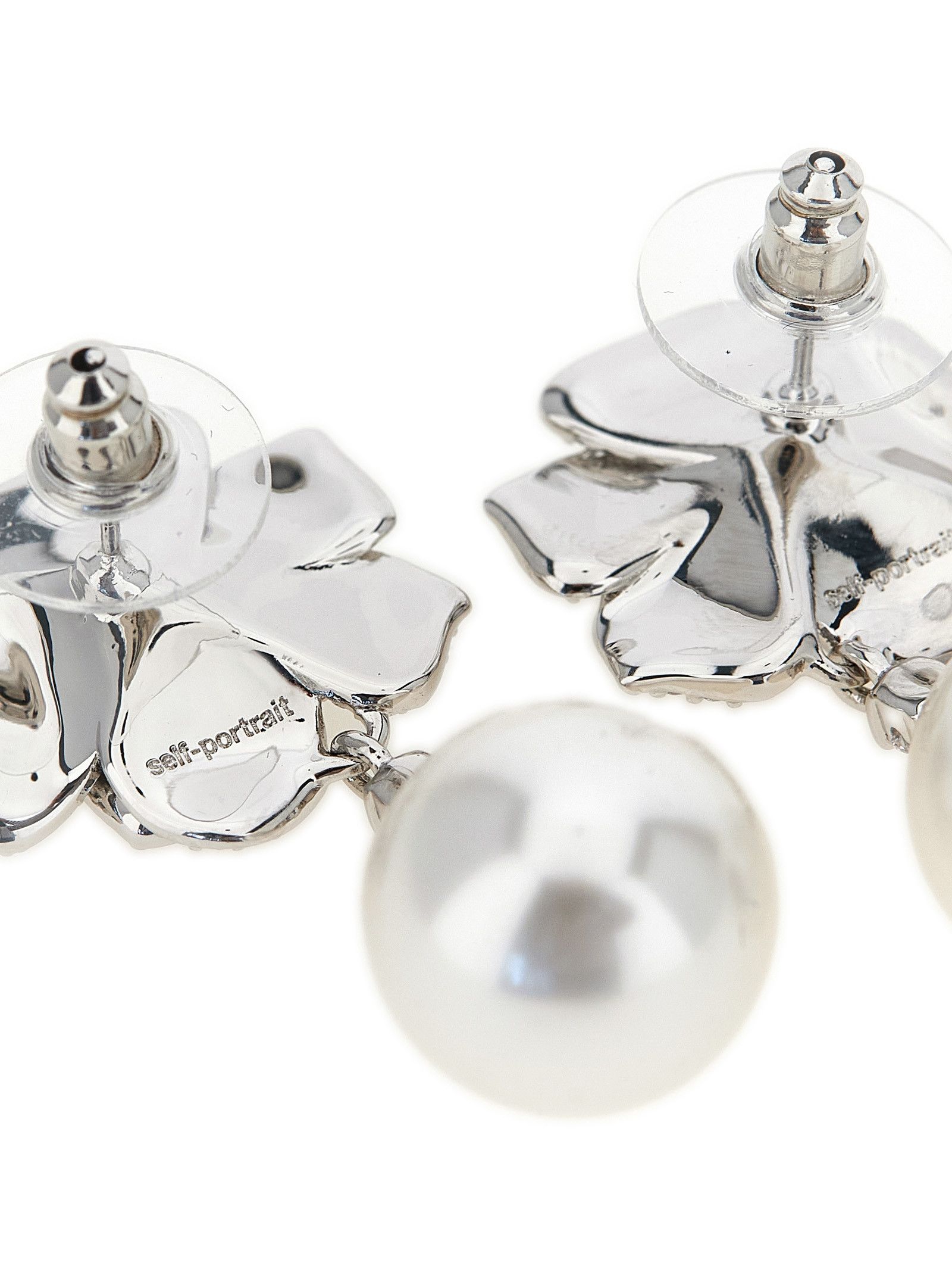 Self-Portrait 'Mini Crystal Flower Pearl' earrings Size ONE SIZE - 2 Thumbnail