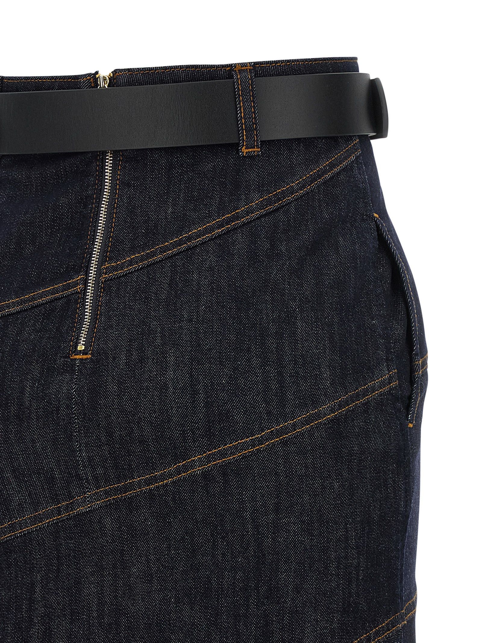 Self-Portrait 'Indigo Denim Belted Midi' skirt Size 26" / US 2 / IT 38 - 4 Thumbnail