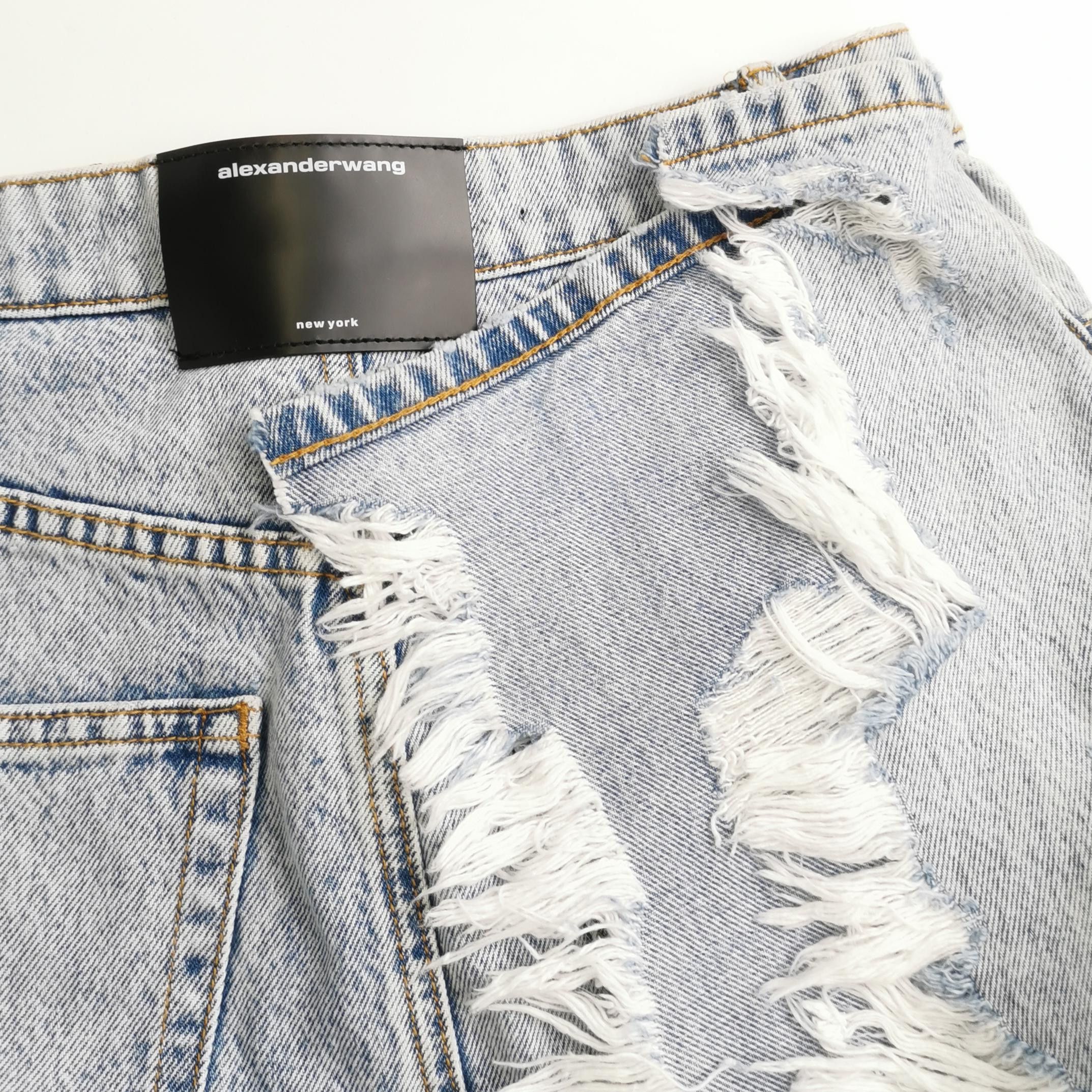 Alexander Wang Alexander Wang Distressed Denim Skirt Size 26 Size 26" / US 2 / IT 38 - 3 Thumbnail
