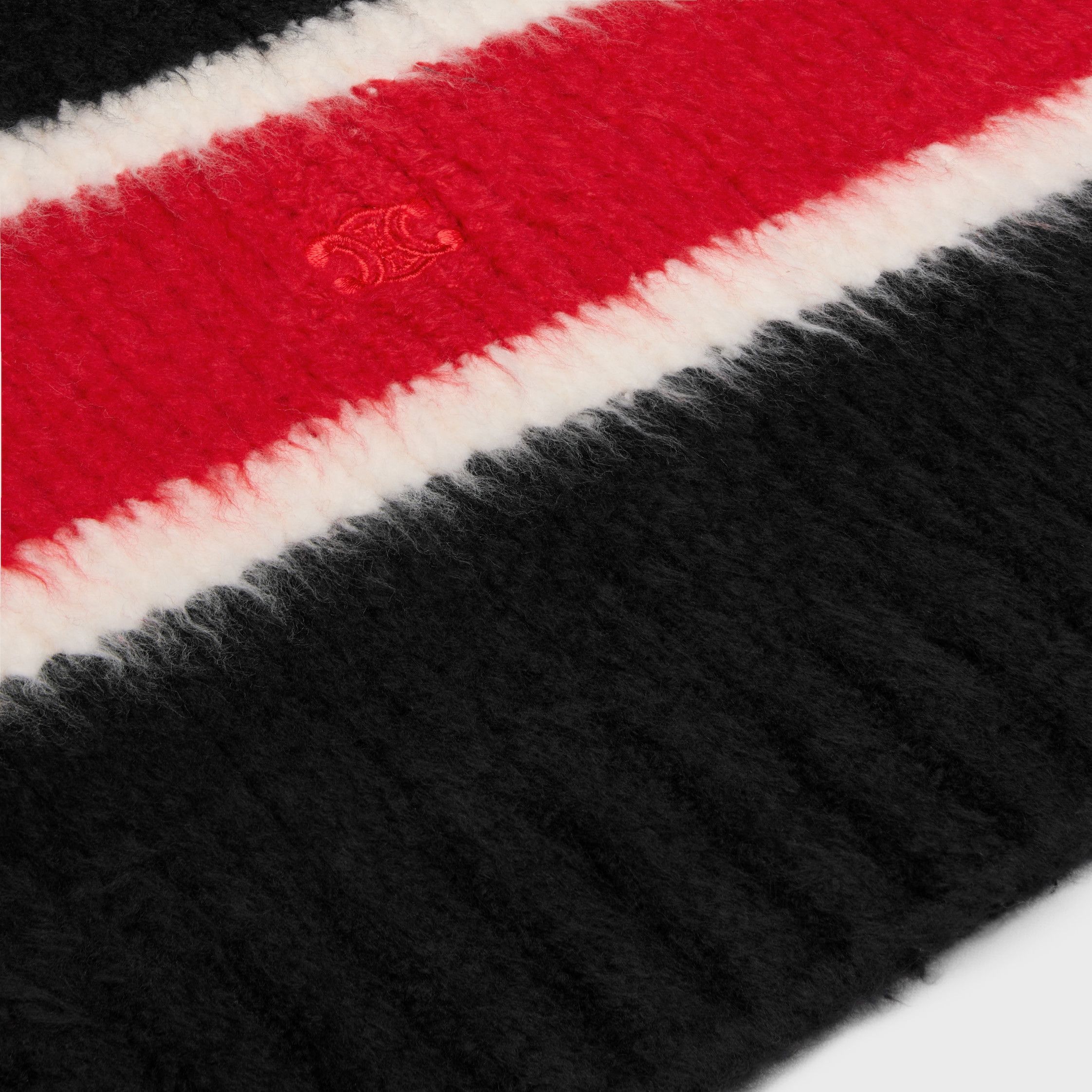 Celine OVERSIZED CREW NECK SWEATER IN BRUSHED STRIPED COTTON black/white/red Size US XS / EU 42 / 0 - 4 Thumbnail