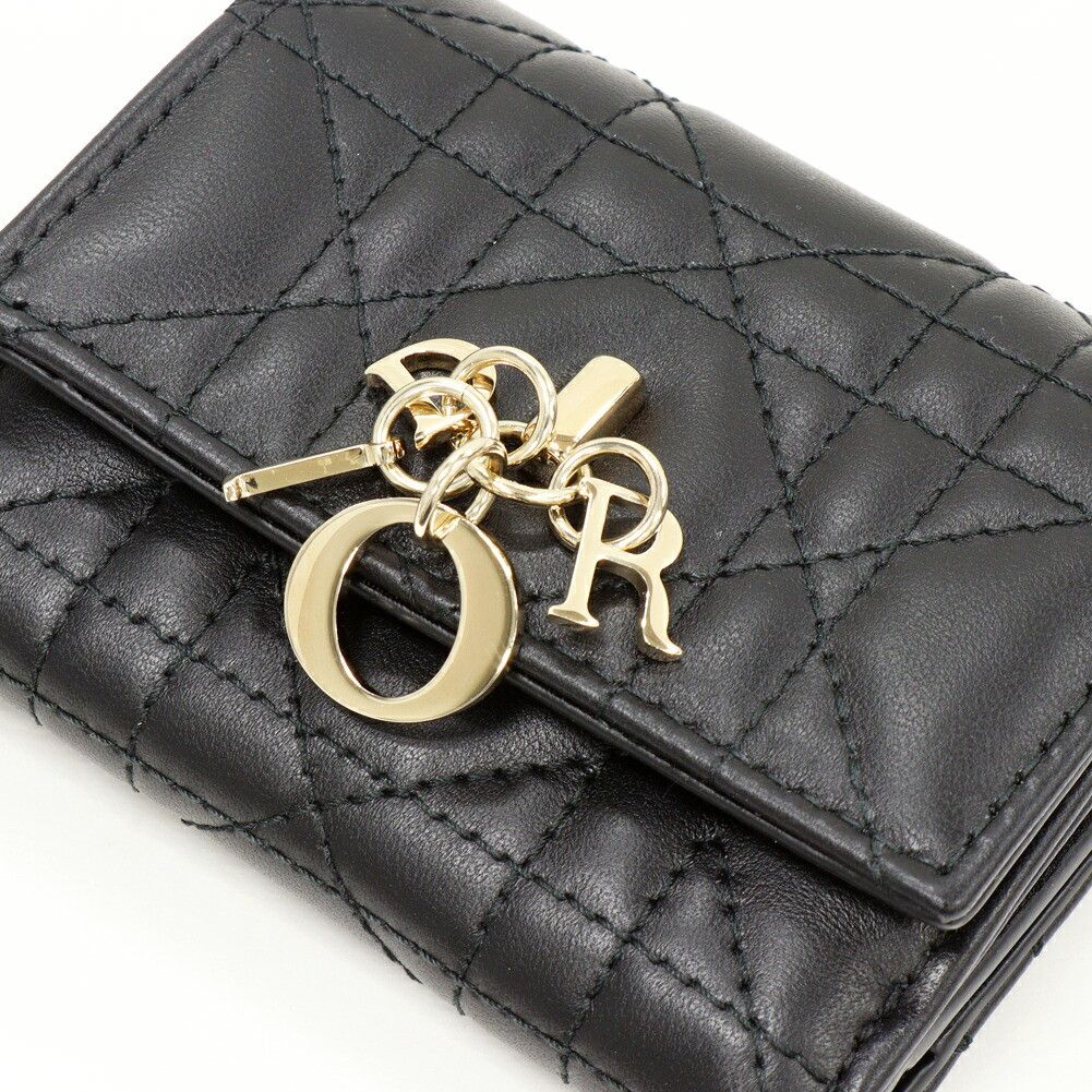 Dior Dior Christian Dior My Dior Cannage Lambskin Trifold Wallet Leather Short Wallet S6023ONMJ_M900 DUTY FREE for USA Size ONE SIZE - 6 Thumbnail