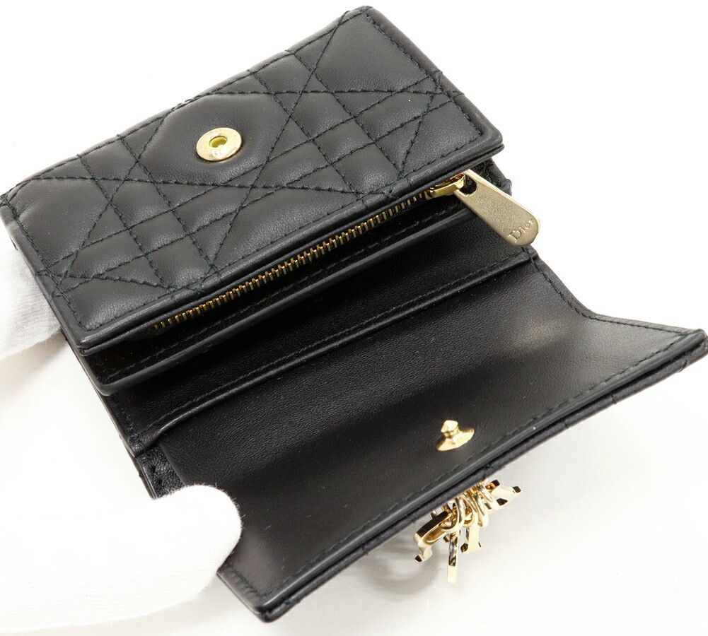 Dior Dior Christian Dior My Dior Cannage Lambskin Trifold Wallet Leather Short Wallet S6023ONMJ_M900 DUTY FREE for USA Size ONE SIZE - 3 Thumbnail