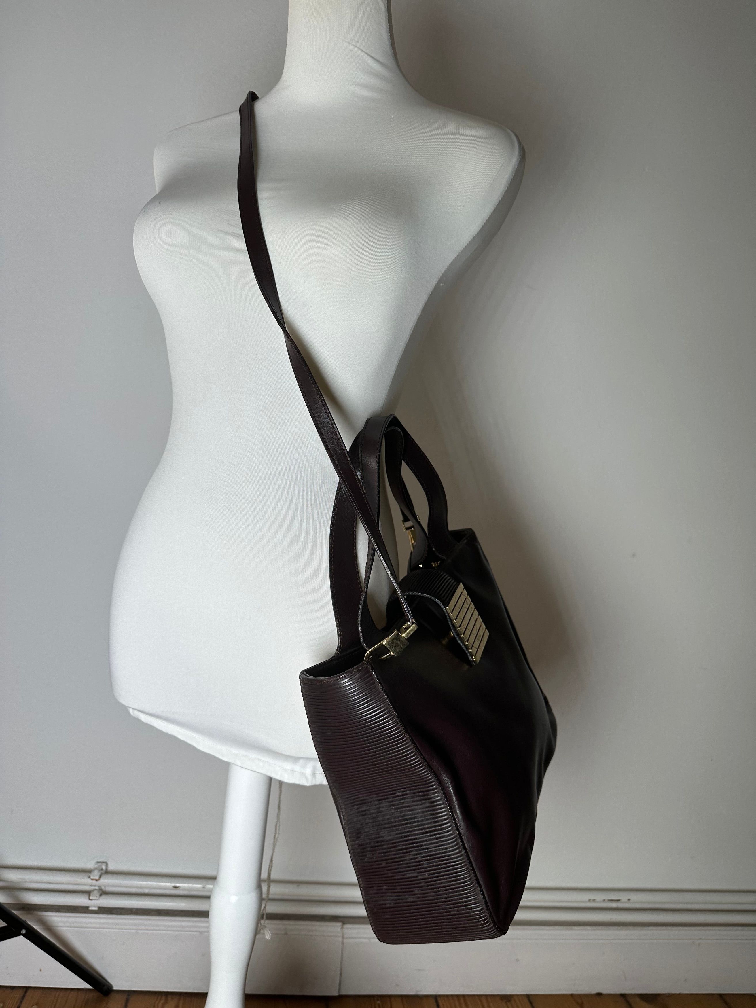 Celine Vintage Smooth Leather Tote Y2K Dark Brown Gold Size ONE SIZE - 6 Thumbnail
