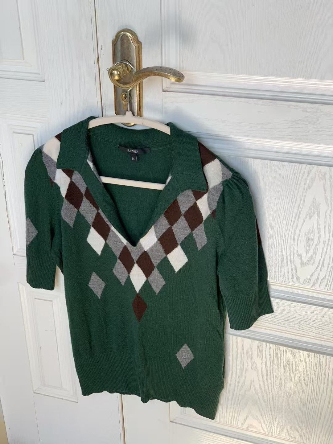 Gucci Gucci Argyle Short-Sleeve Sweater Size M / US 6-8 / IT 42-44 - 2 Thumbnail