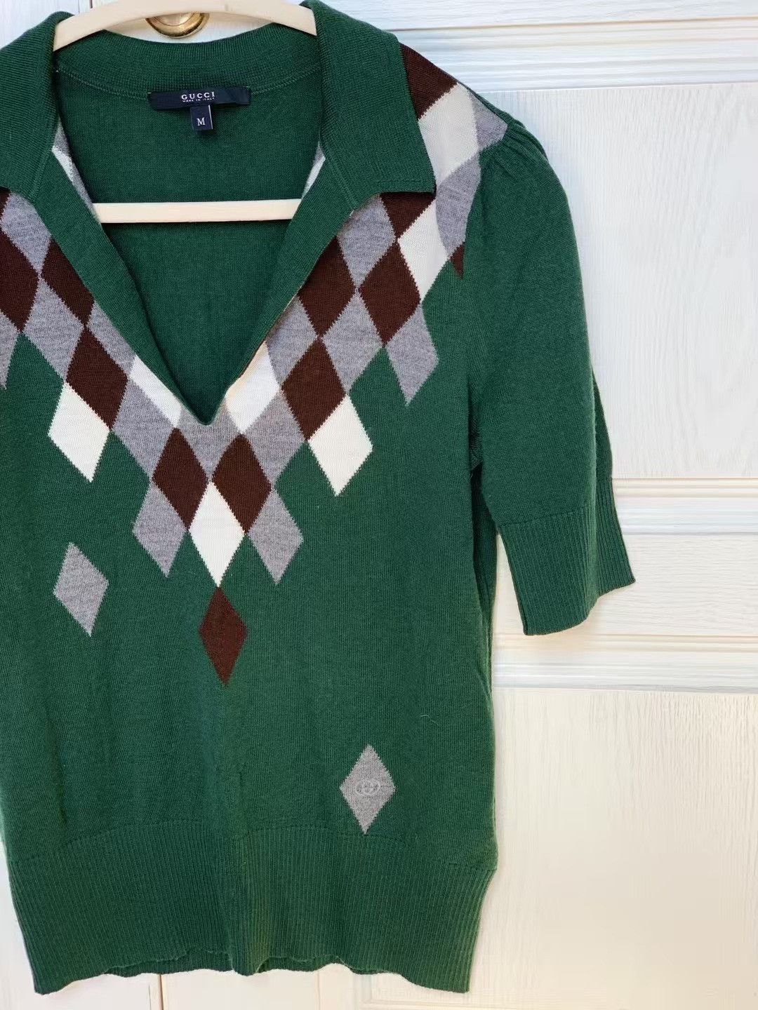 Gucci Gucci Argyle Short-Sleeve Sweater Size M / US 6-8 / IT 42-44 - 5 Thumbnail