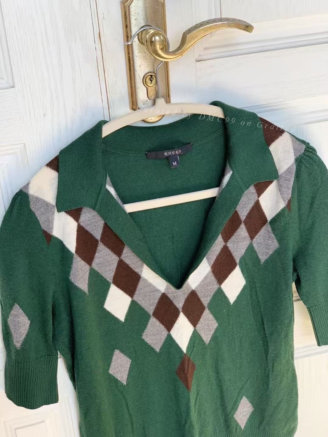 Gucci Gucci Argyle Short-Sleeve Sweater Size M / US 6-8 / IT 42-44 - 6 Thumbnail