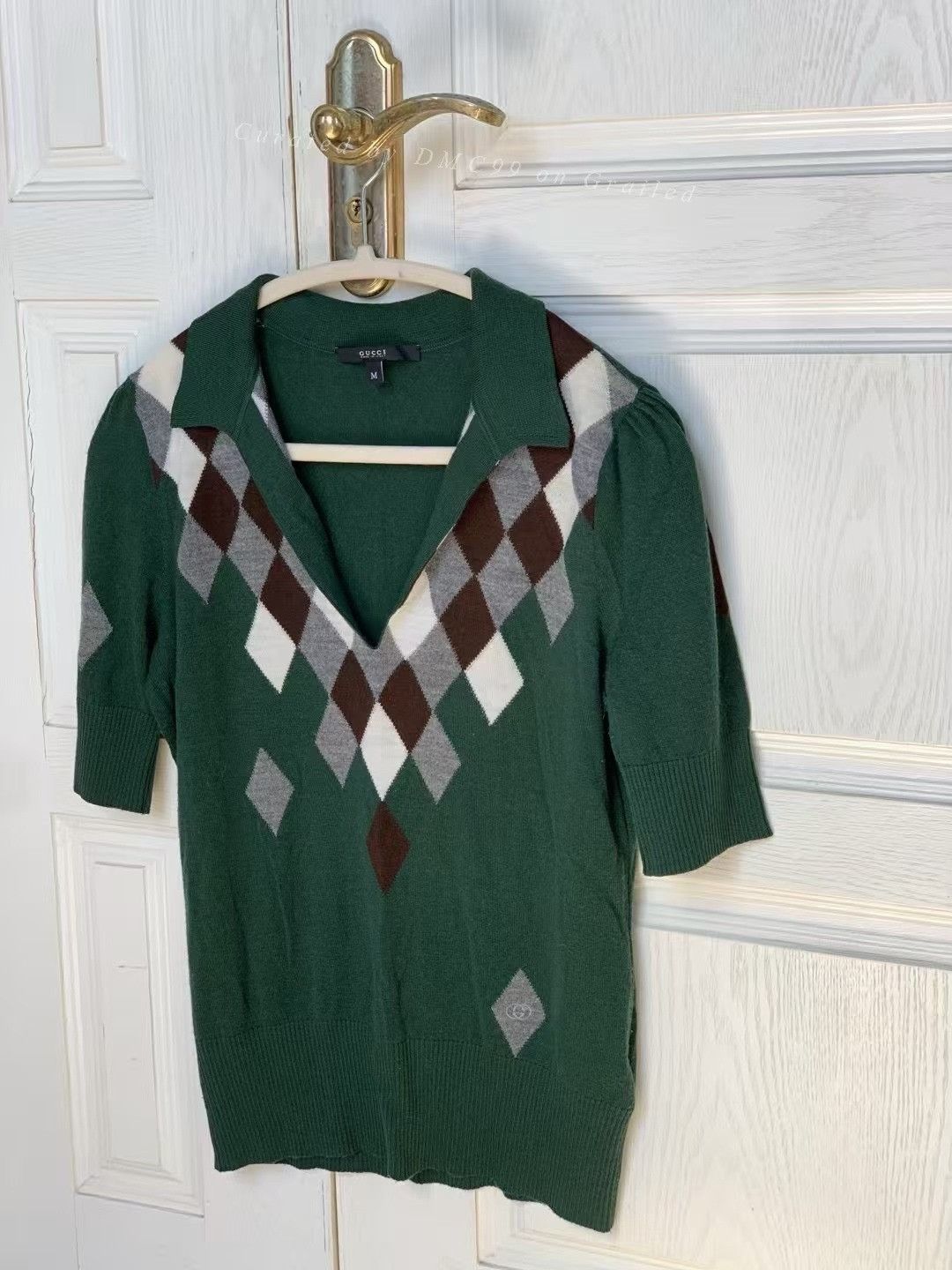 Gucci Gucci Argyle Short-Sleeve Sweater Size M / US 6-8 / IT 42-44 - 9 Thumbnail