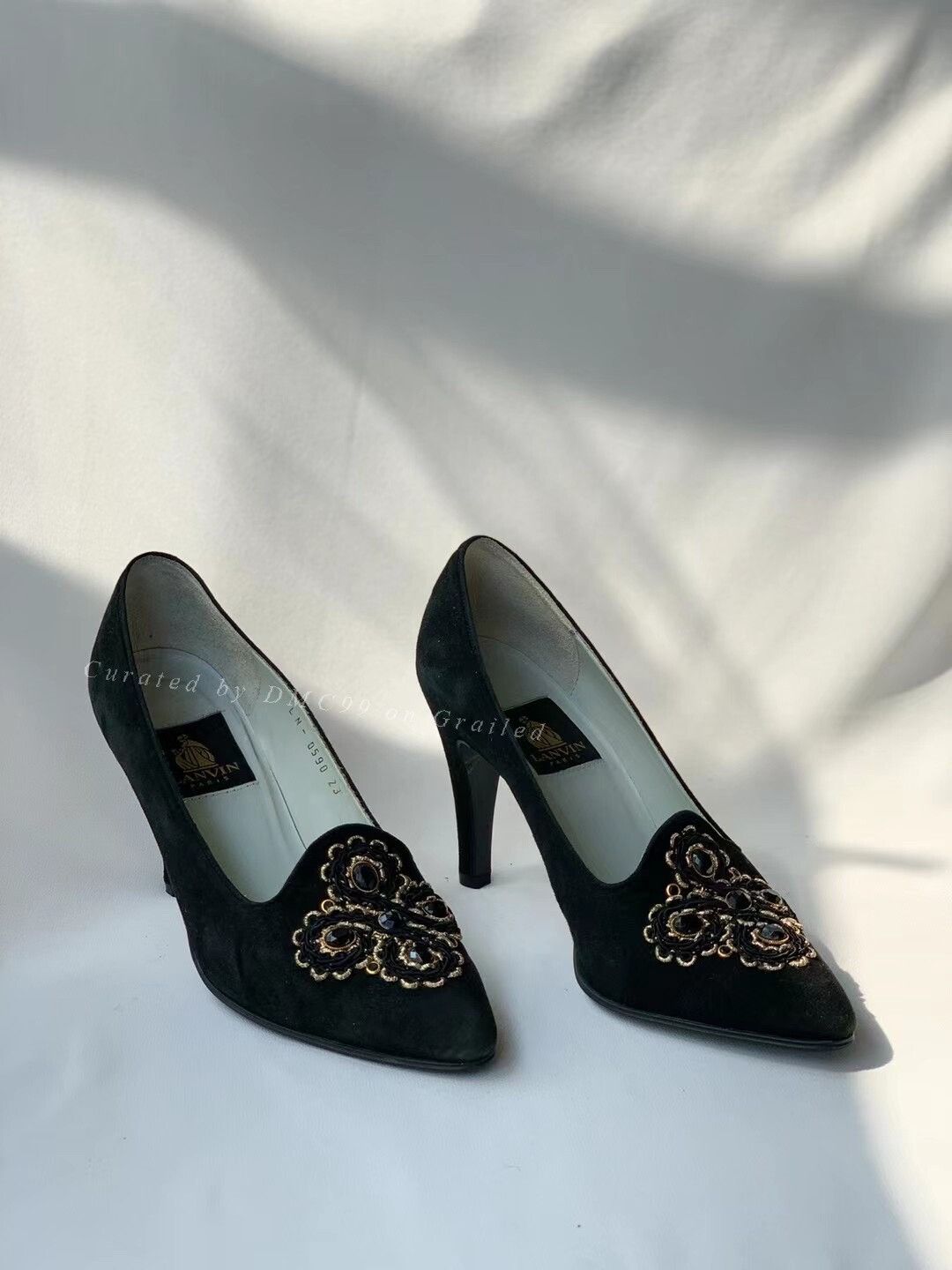 Lanvin Vintage LANVIN Suede Embroidered Heels Size US 5 / IT 35 - 9 Thumbnail