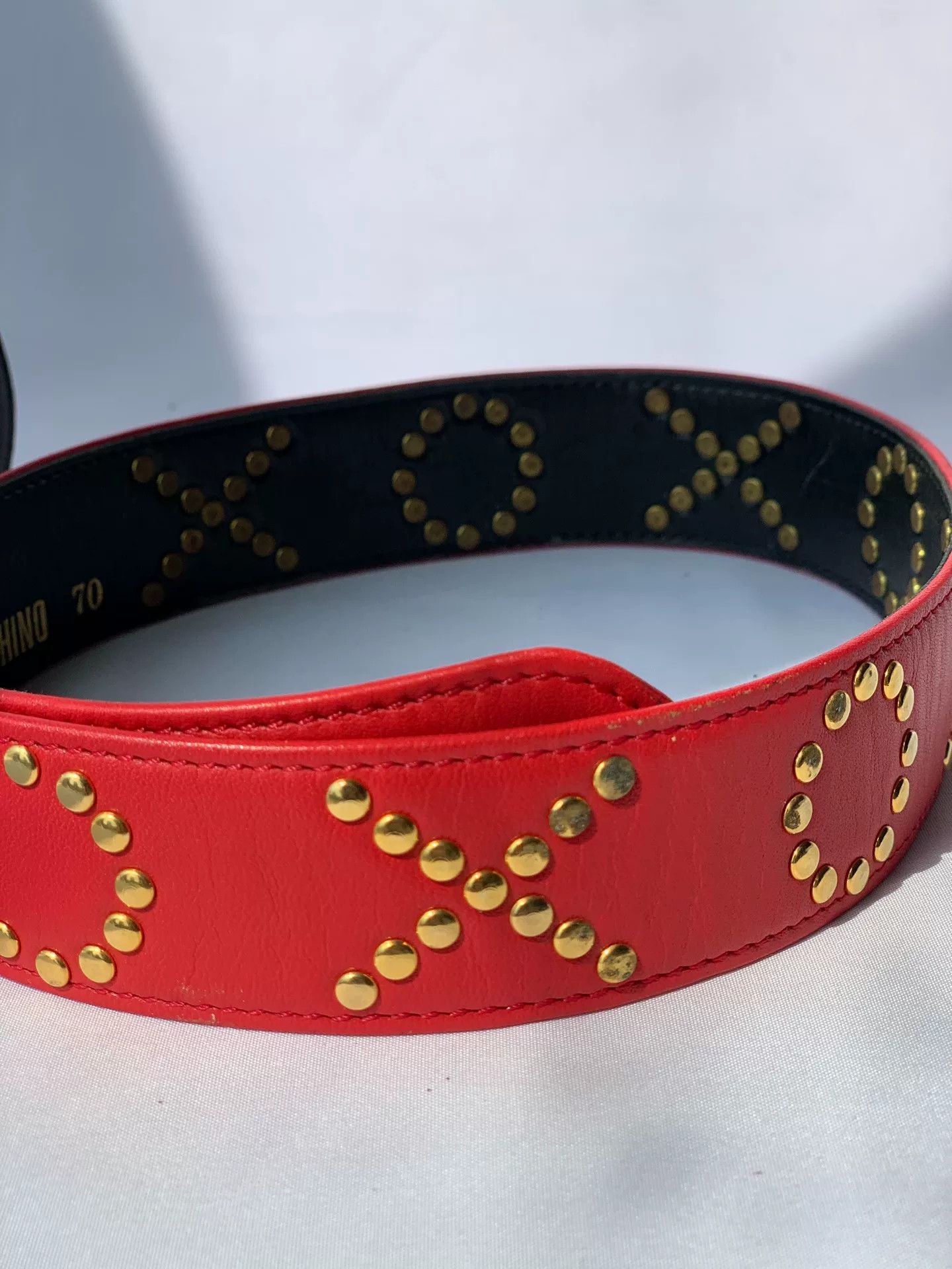 Moschino Vintage Moschino Studded Red Belt Size ONE SIZE - 8 Thumbnail