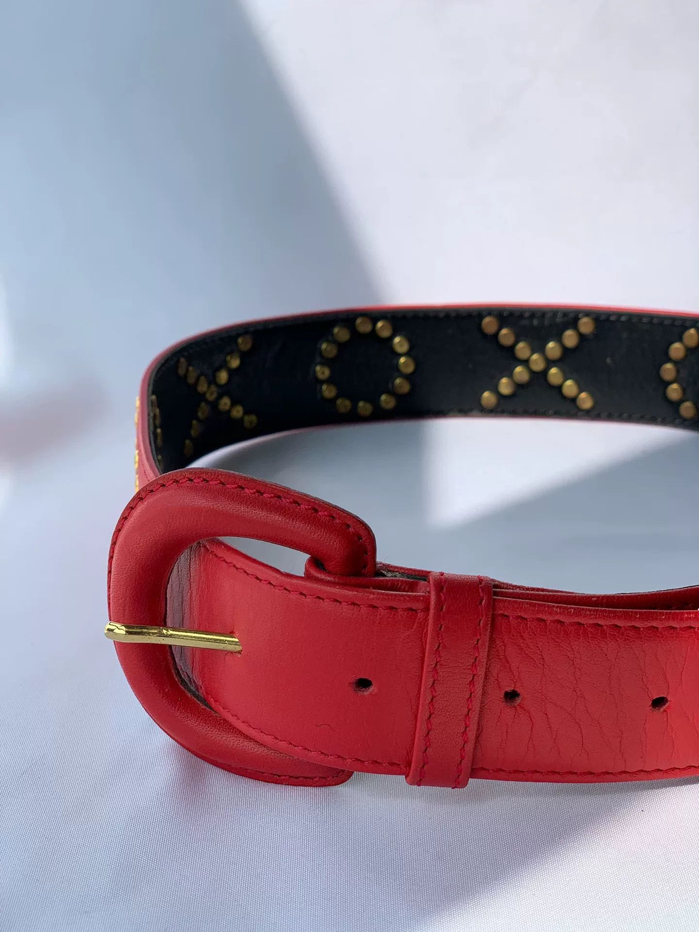 Moschino Vintage Moschino Studded Red Belt Size ONE SIZE - 3 Thumbnail