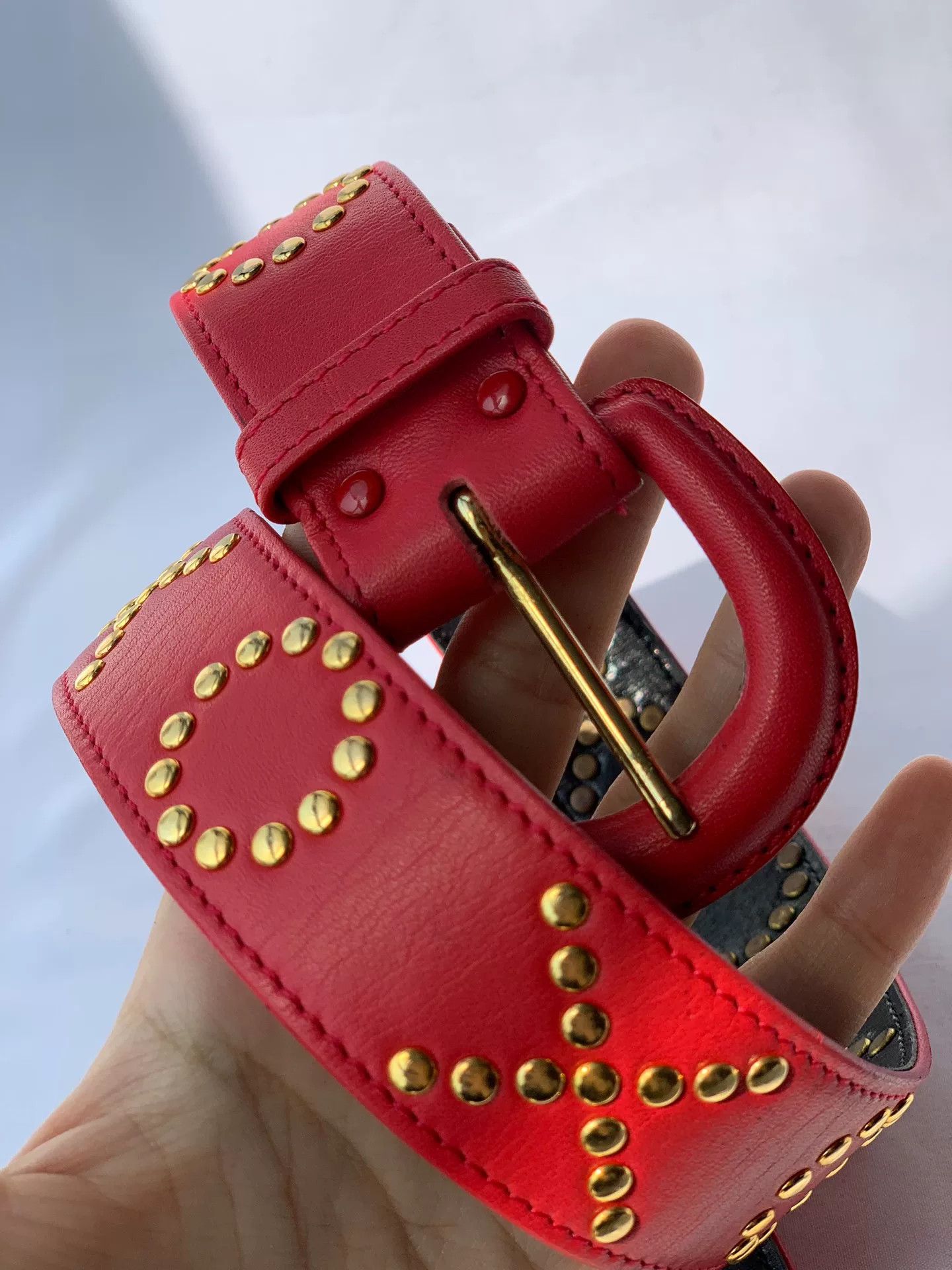 Moschino Vintage Moschino Studded Red Belt Size ONE SIZE - 9 Thumbnail