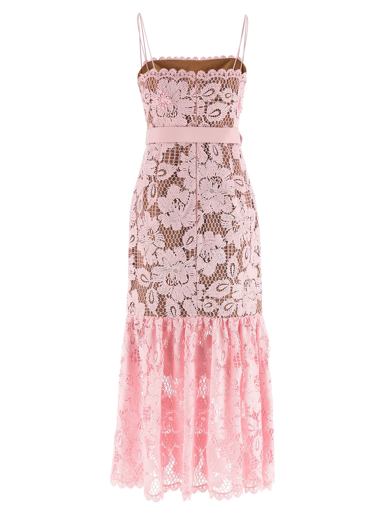 Self-Portrait 'Pink Crochet Lace Midi' dress Size M / US 6-8 / IT 42-44 - 2 Thumbnail