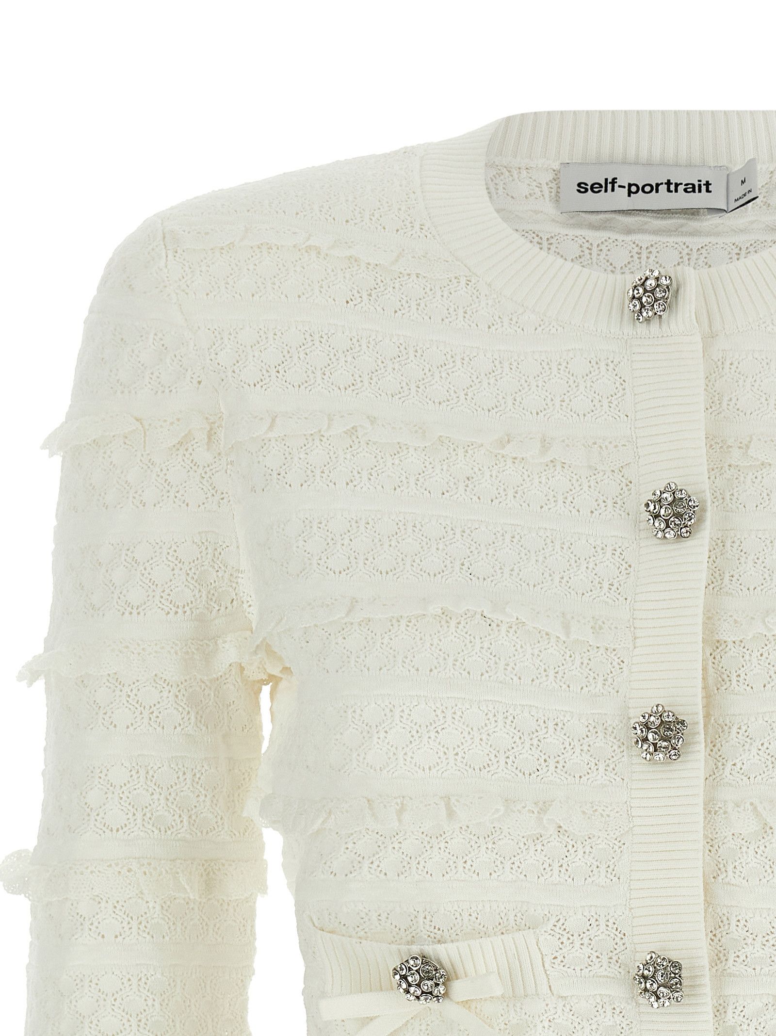 Self-Portrait 'Pointelle Diamante' cardigan Size M / US 6-8 / IT 42-44 - 3 Thumbnail