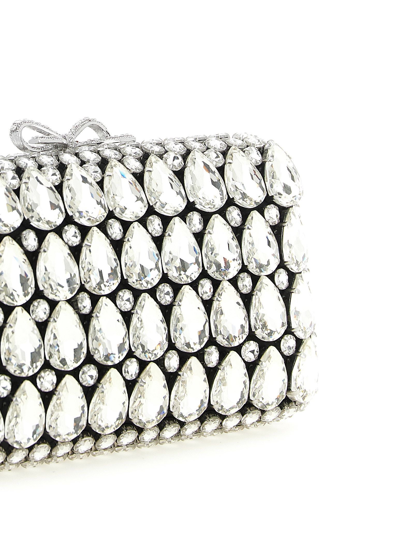 Self-Portrait 'Black Satin Crystal' clutch Size ONE SIZE - 3 Thumbnail