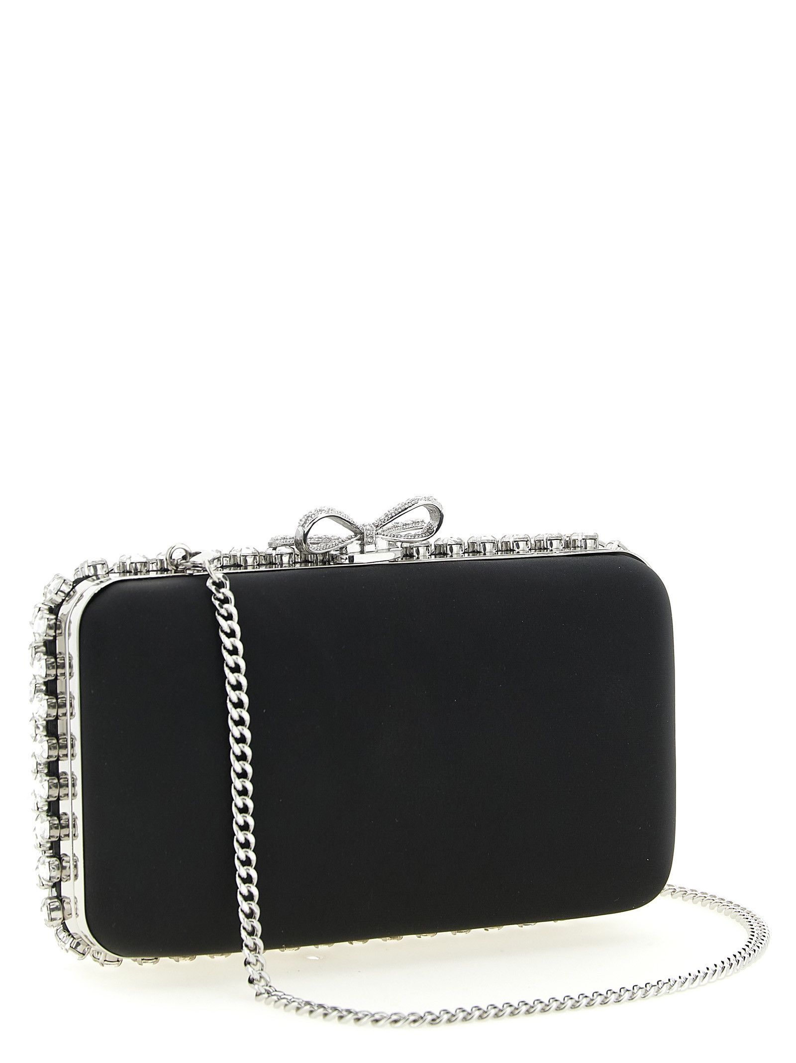 Self-Portrait 'Black Satin Crystal' clutch Size ONE SIZE - 2 Thumbnail