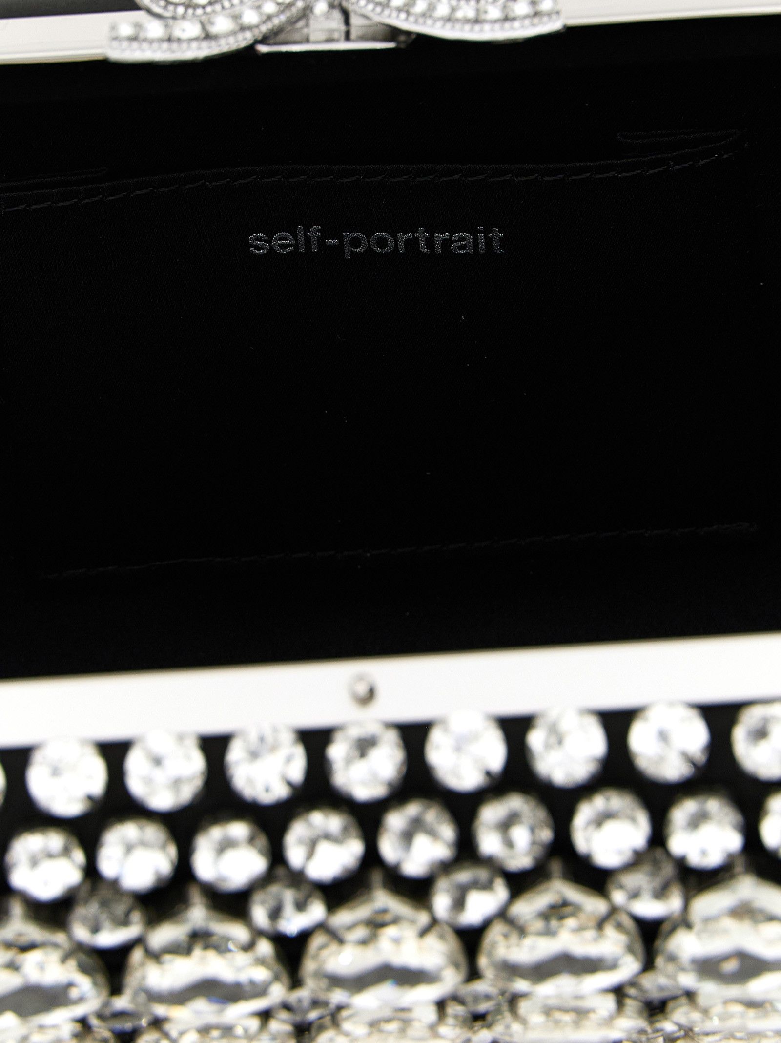 Self-Portrait 'Black Satin Crystal' clutch Size ONE SIZE - 4 Thumbnail