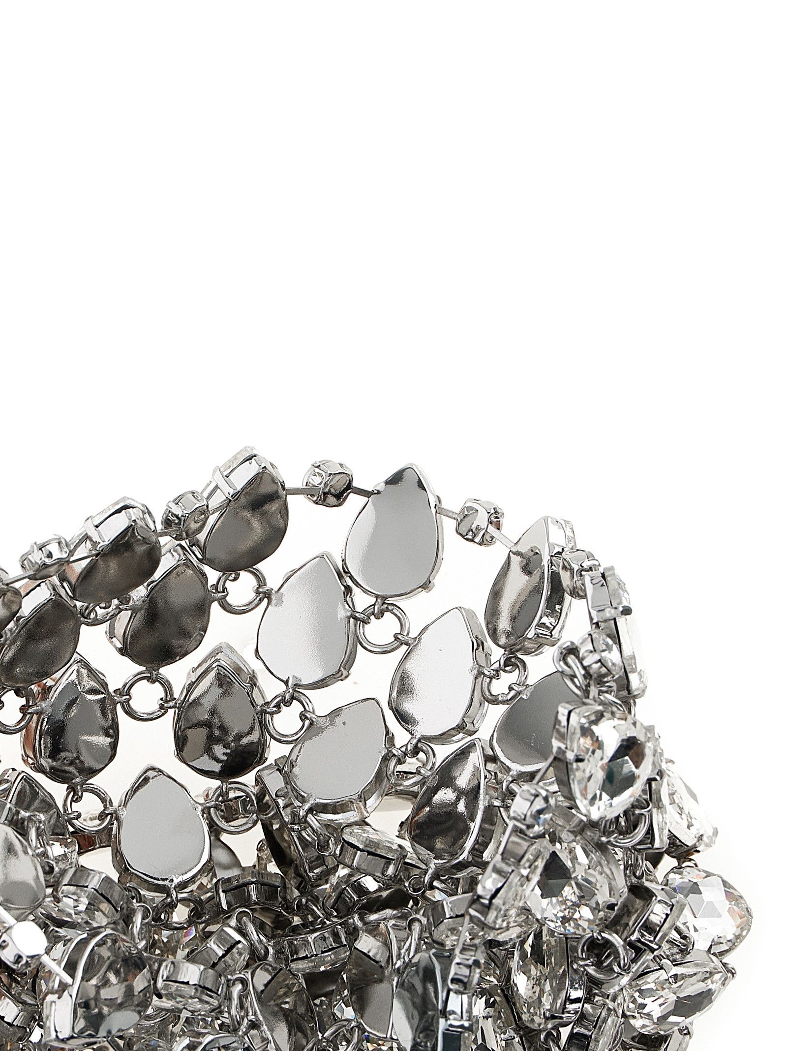 Self-Portrait 'Silver Crystal Chainmail Mini' clutch Size ONE SIZE - 4 Thumbnail