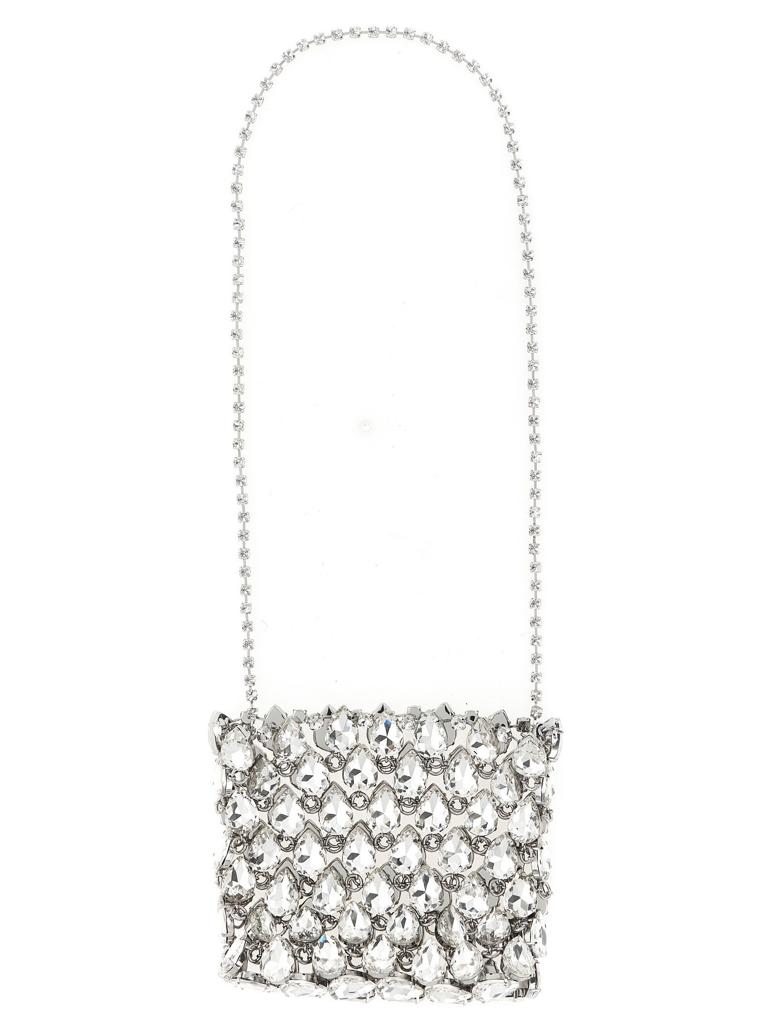 Self-Portrait 'Silver Crystal Chainmail Mini' clutch Size ONE SIZE - 2 Thumbnail