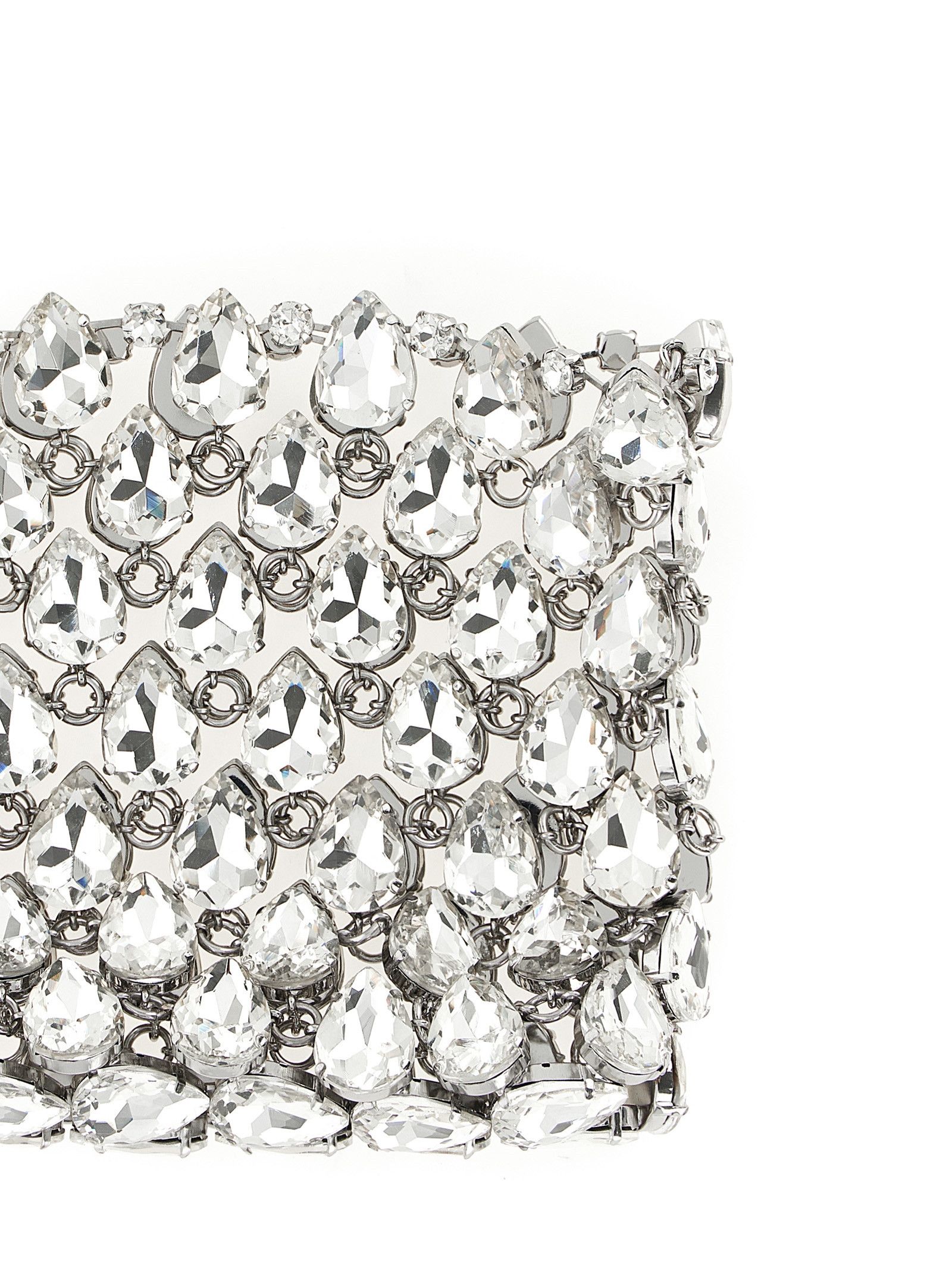 Self-Portrait 'Silver Crystal Chainmail Mini' clutch Size ONE SIZE - 3 Thumbnail