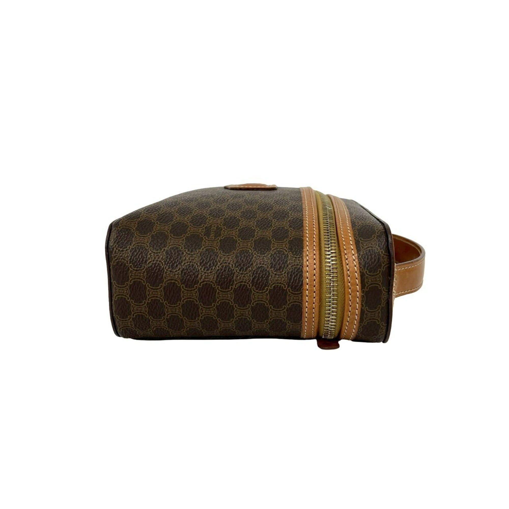 Celine CELINE Vintage Macadam Blazon Triomphe Pattern Leather Handbag Vanity Bag Brown 95300 Size ONE SIZE - 6 Thumbnail