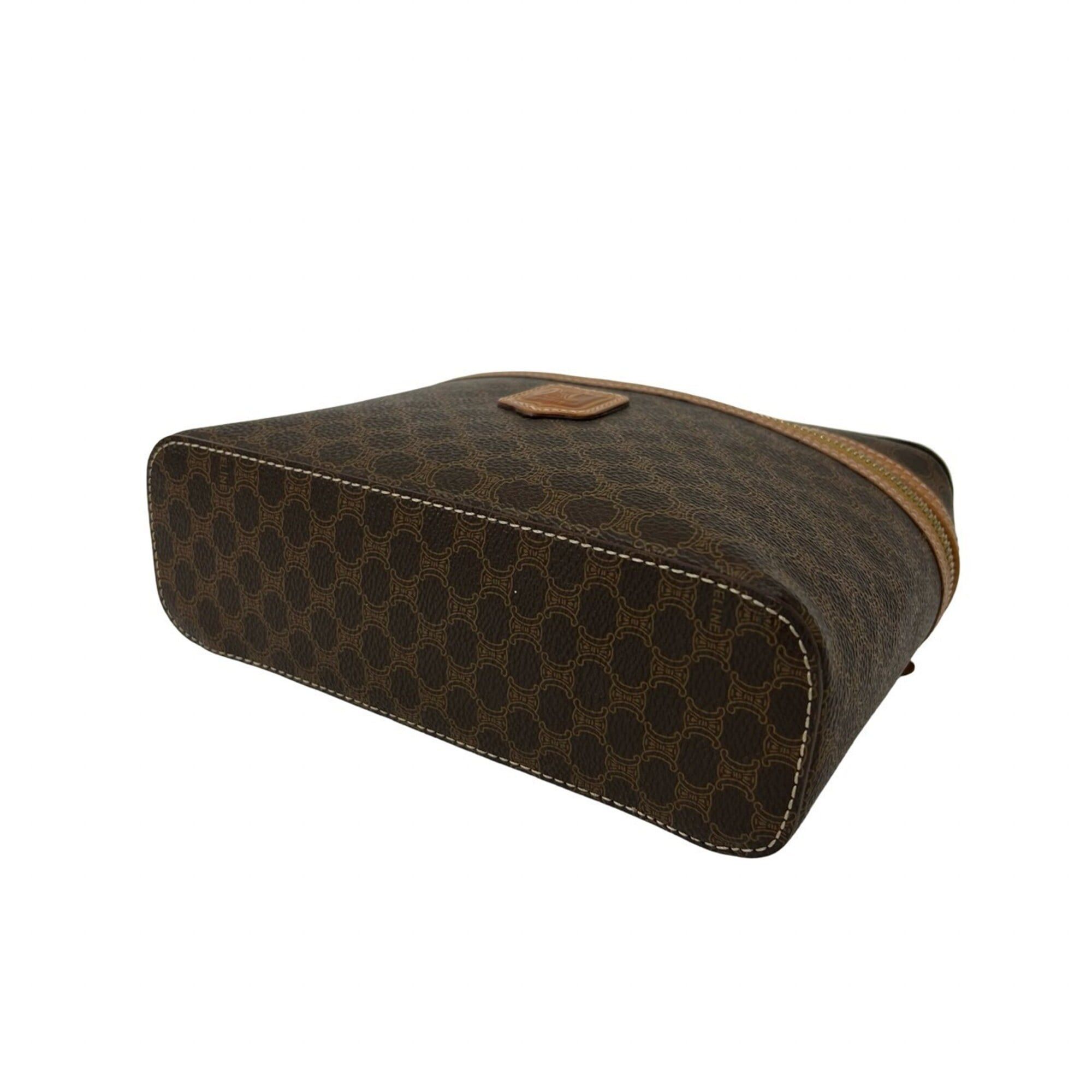 Celine CELINE Vintage Macadam Blazon Triomphe Pattern Leather Handbag Vanity Bag Brown 95300 Size ONE SIZE - 8 Thumbnail
