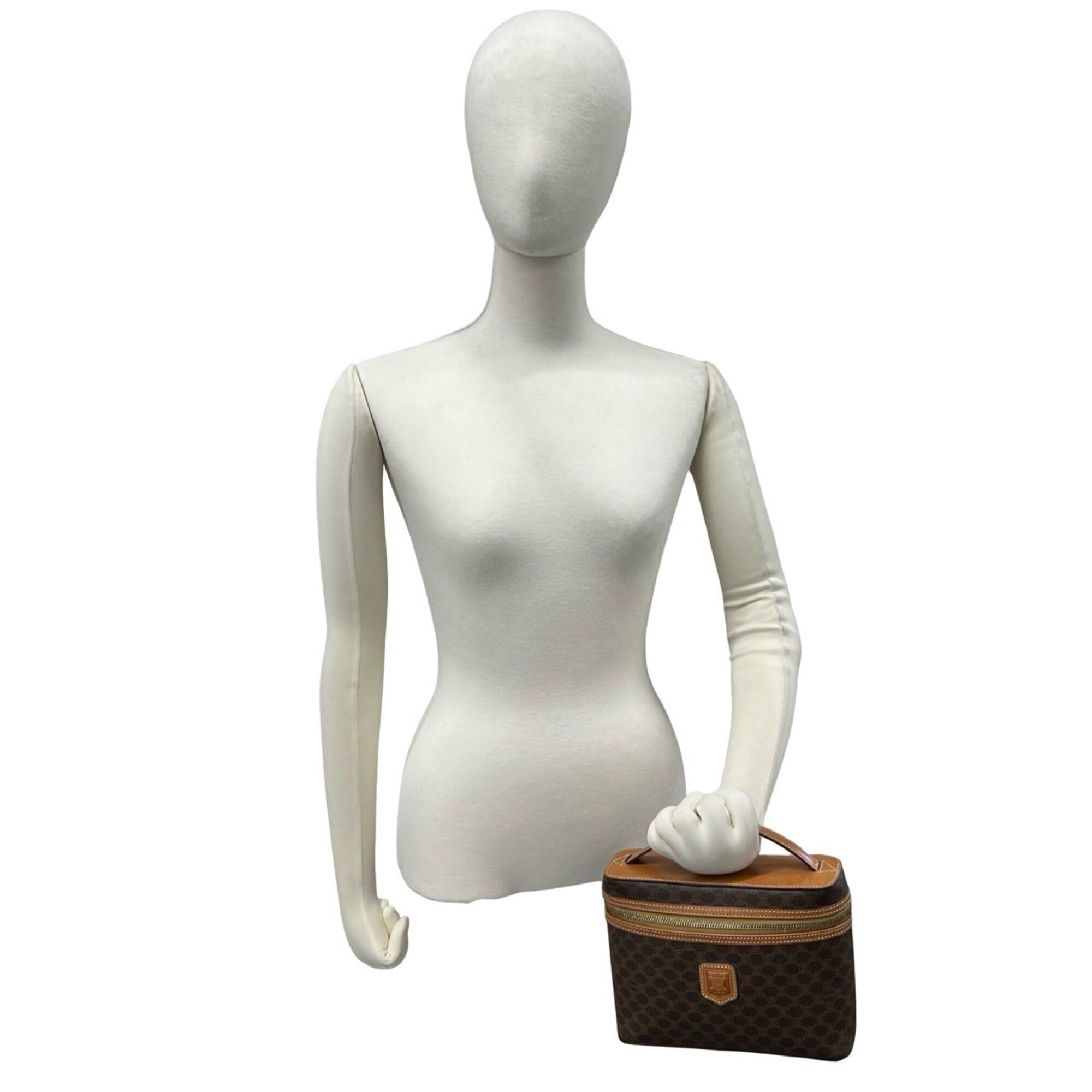 Celine CELINE Vintage Macadam Blazon Triomphe Pattern Leather Handbag Vanity Bag Brown 95300 Size ONE SIZE - 2 Thumbnail
