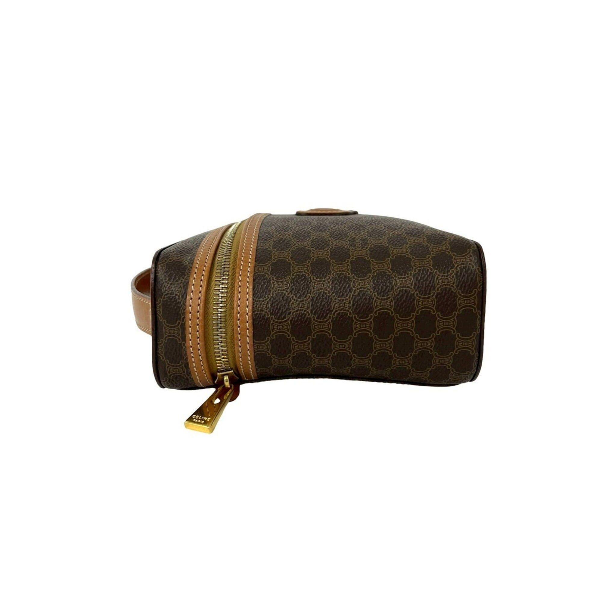 Celine CELINE Vintage Macadam Blazon Triomphe Pattern Leather Handbag Vanity Bag Brown 95300 Size ONE SIZE - 5 Thumbnail