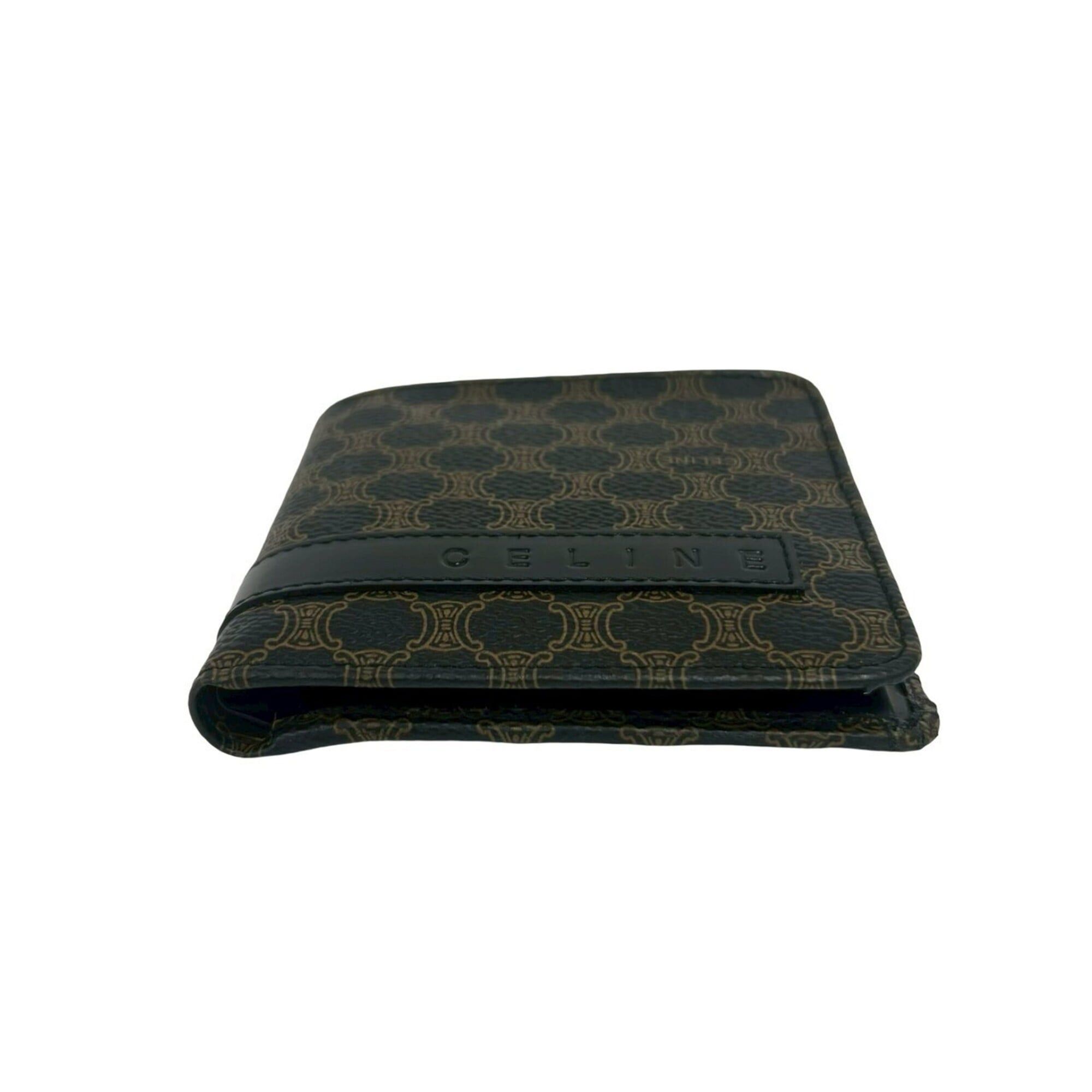 Celine CELINE Macadam Blazon Pattern Logo Leather Bi-fold Wallet, Brown/Black, 72151 Size ONE SIZE - 6 Thumbnail