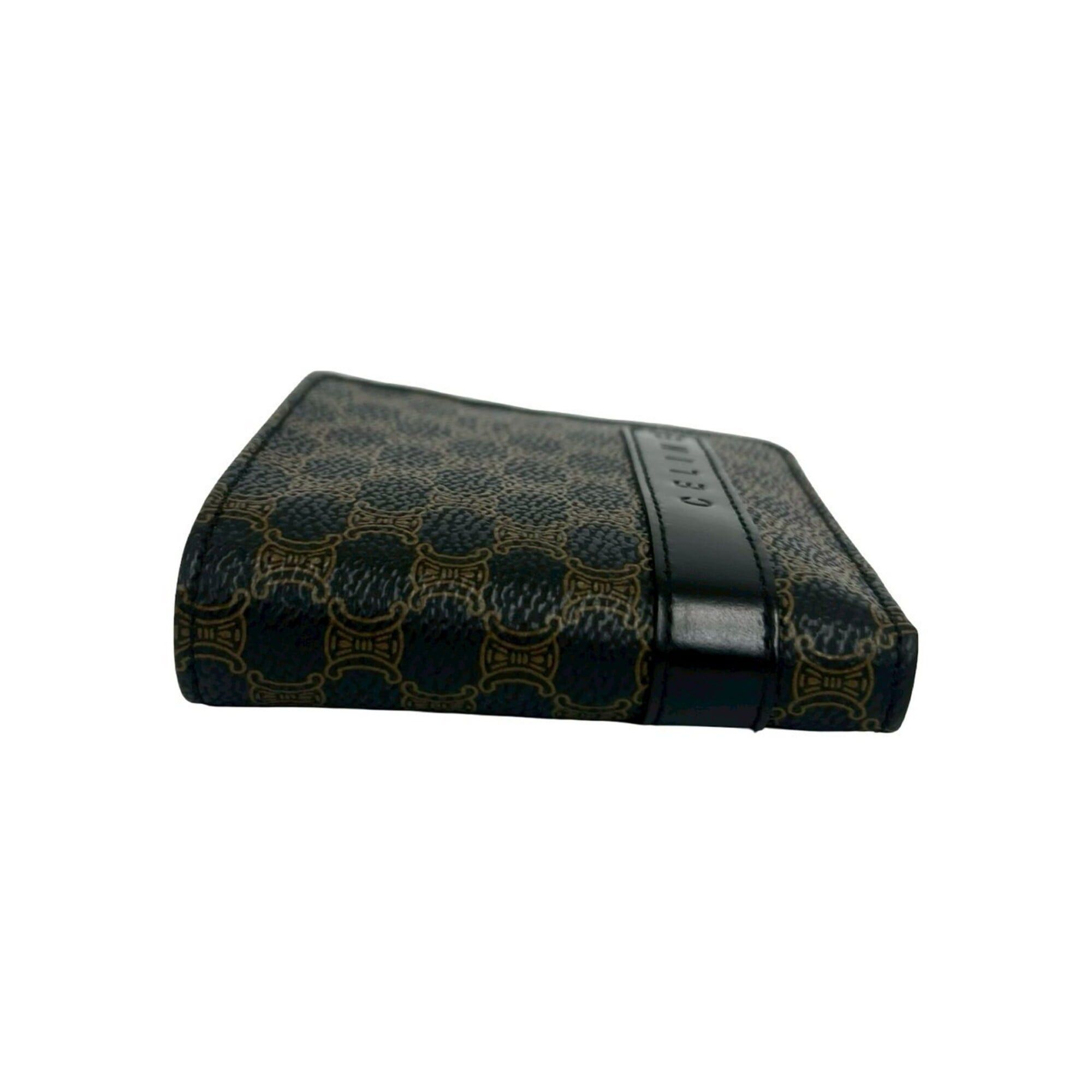 Celine CELINE Macadam Blazon Pattern Logo Leather Bi-fold Wallet, Brown/Black, 72151 Size ONE SIZE - 4 Thumbnail