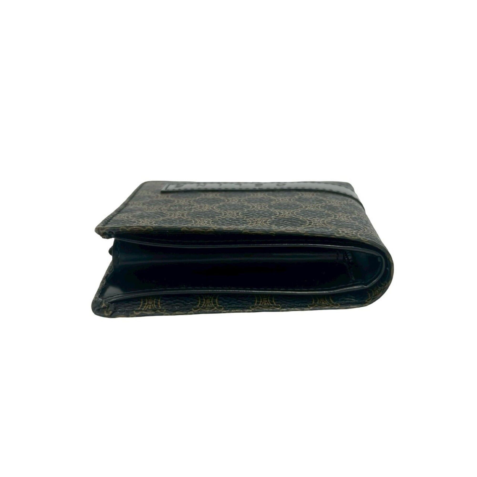 Celine CELINE Macadam Blazon Pattern Logo Leather Bi-fold Wallet, Brown/Black, 72151 Size ONE SIZE - 3 Thumbnail
