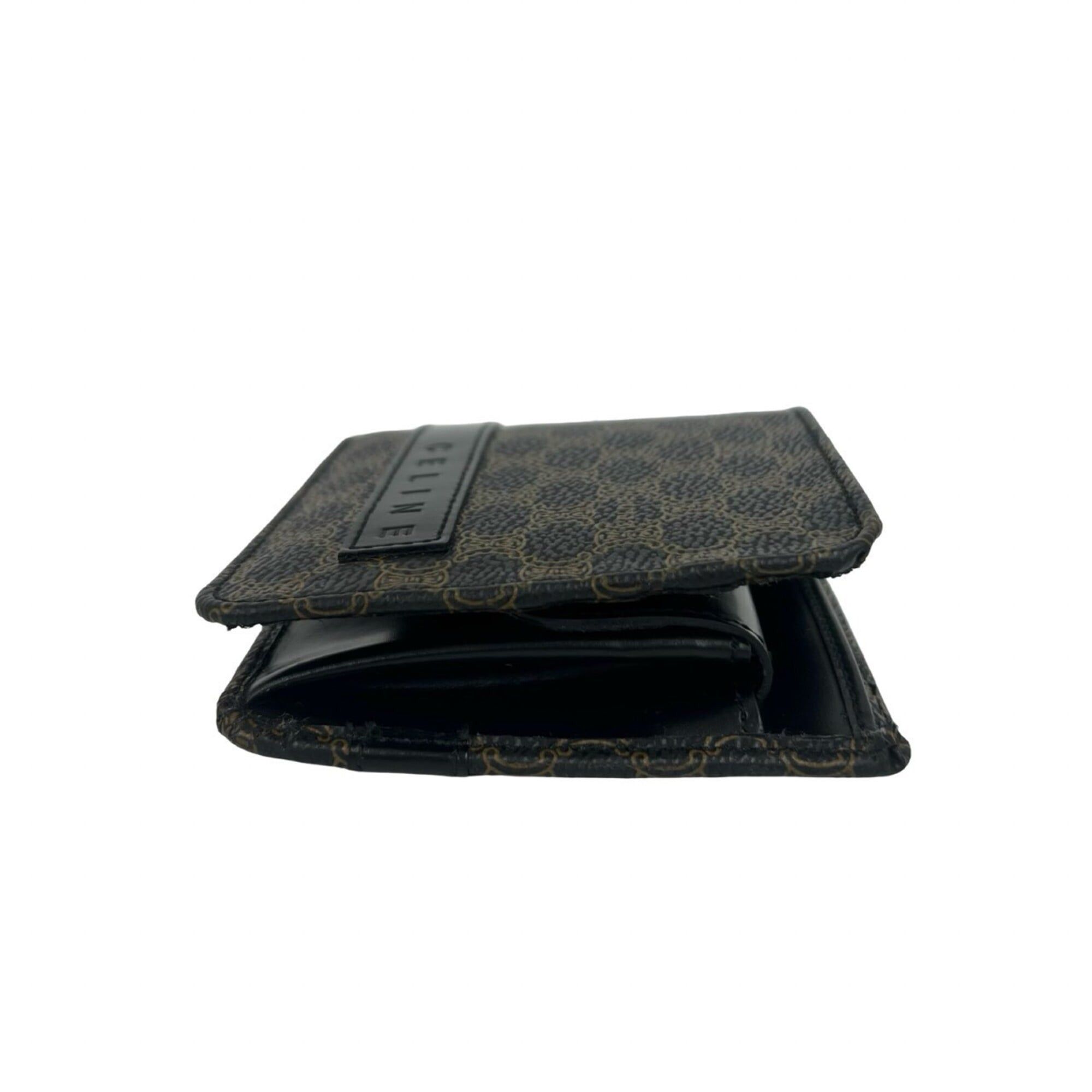 Celine CELINE Macadam Blazon Pattern Logo Leather Bi-fold Wallet, Brown/Black, 72151 Size ONE SIZE - 5 Thumbnail