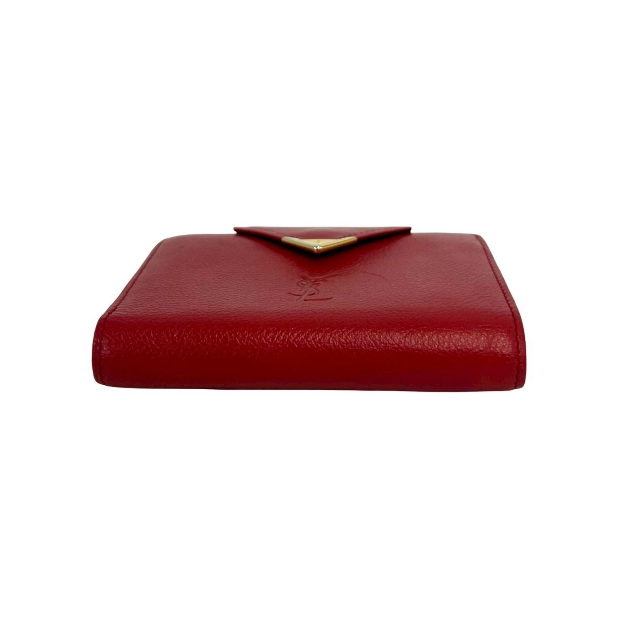 Yves Saint Laurent YVES SAINT LAURENT Vintage YSL Logo Leather Bi-fold Wallet with Clasp Closure, Red, 281-3 Size ONE SIZE - 6 Thumbnail