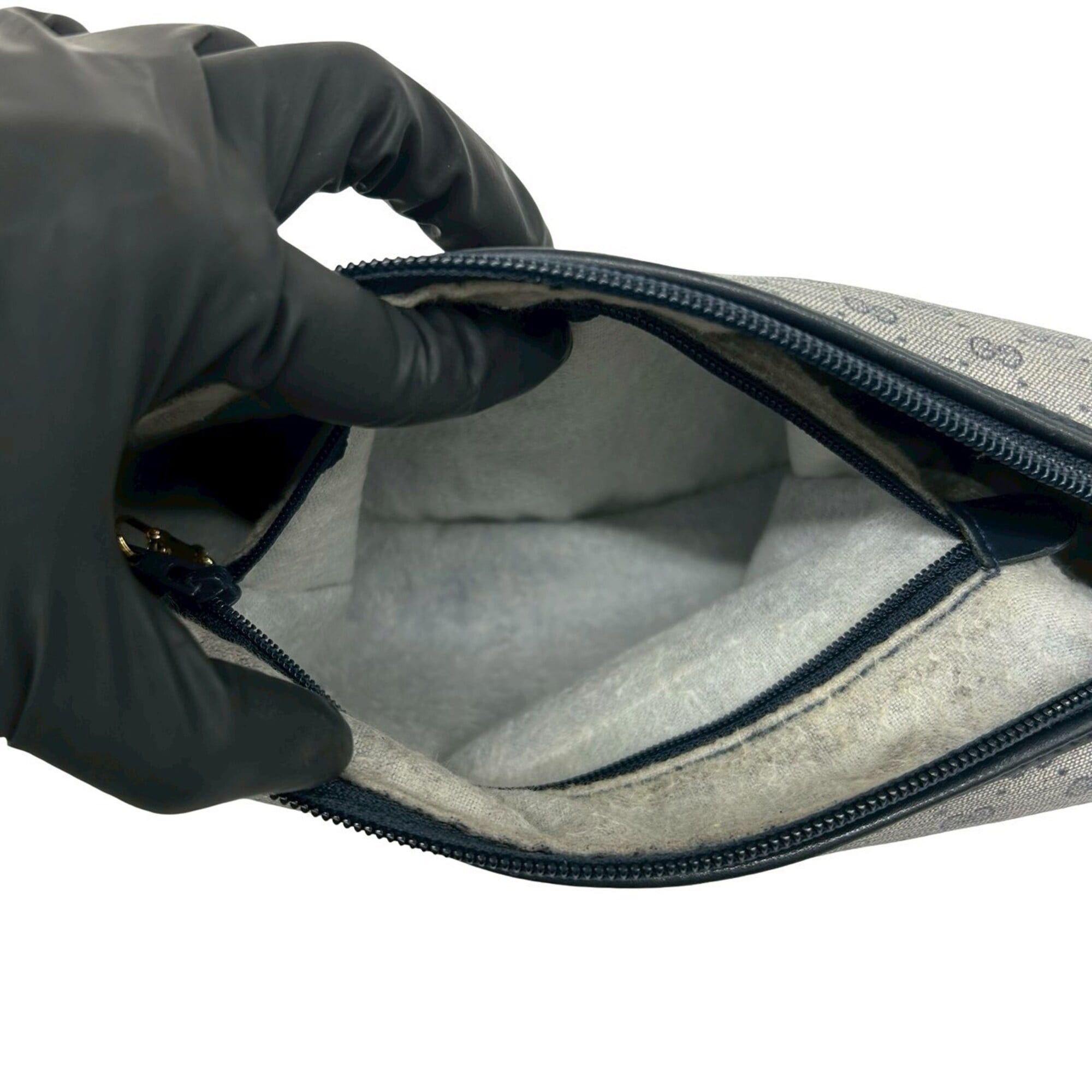 Gucci GUCCI Vintage Old Gucci Micro GG Logo Hardware Leather Shoulder Bag Pouch Navy 19276 Size ONE SIZE - 10 Thumbnail