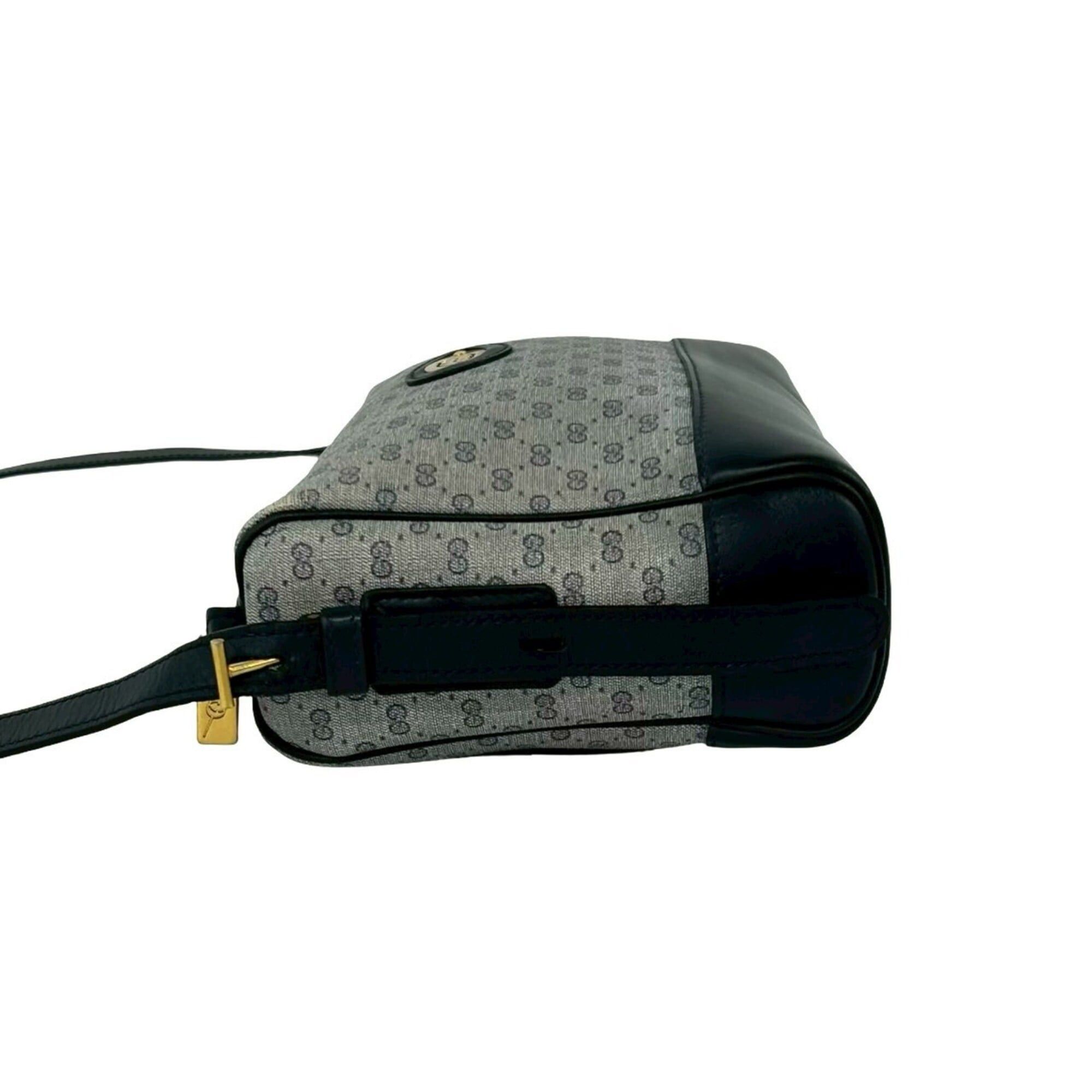 Gucci GUCCI Vintage Old Gucci Micro GG Logo Hardware Leather Shoulder Bag Pouch Navy 19276 Size ONE SIZE - 5 Thumbnail