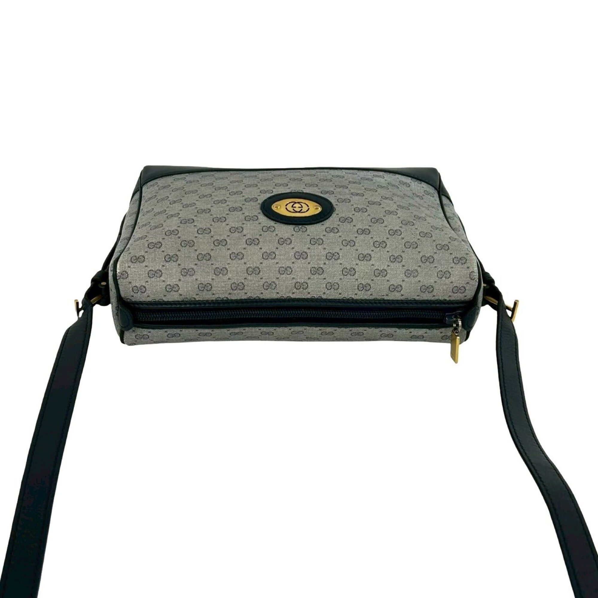 Gucci GUCCI Vintage Old Gucci Micro GG Logo Hardware Leather Shoulder Bag Pouch Navy 19276 Size ONE SIZE - 4 Thumbnail