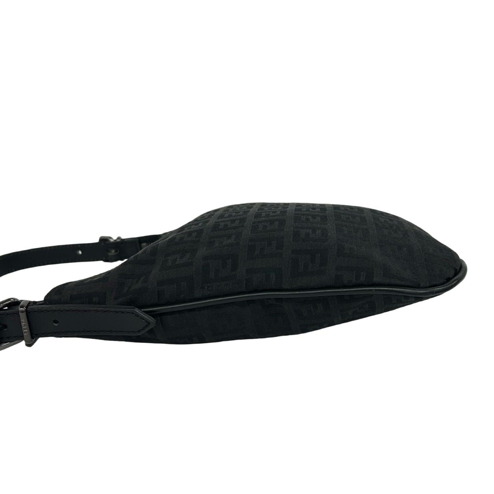 Fendi FENDI Vintage Zucchino FF Pattern Canvas Leather Mini One-Shoulder Bag Handbag Black 67983 Size ONE SIZE - 5 Thumbnail