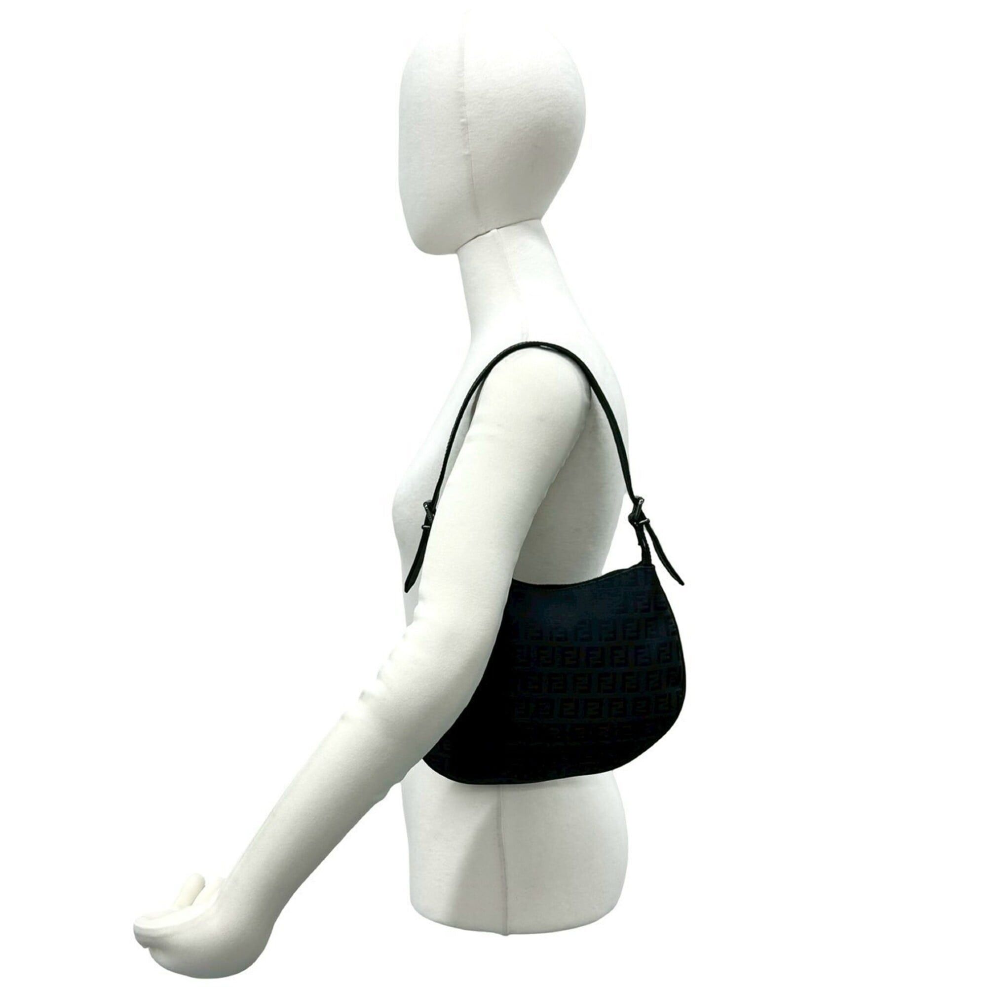 Fendi FENDI Vintage Zucchino FF Pattern Canvas Leather Mini One-Shoulder Bag Handbag Black 67983 Size ONE SIZE - 2 Thumbnail