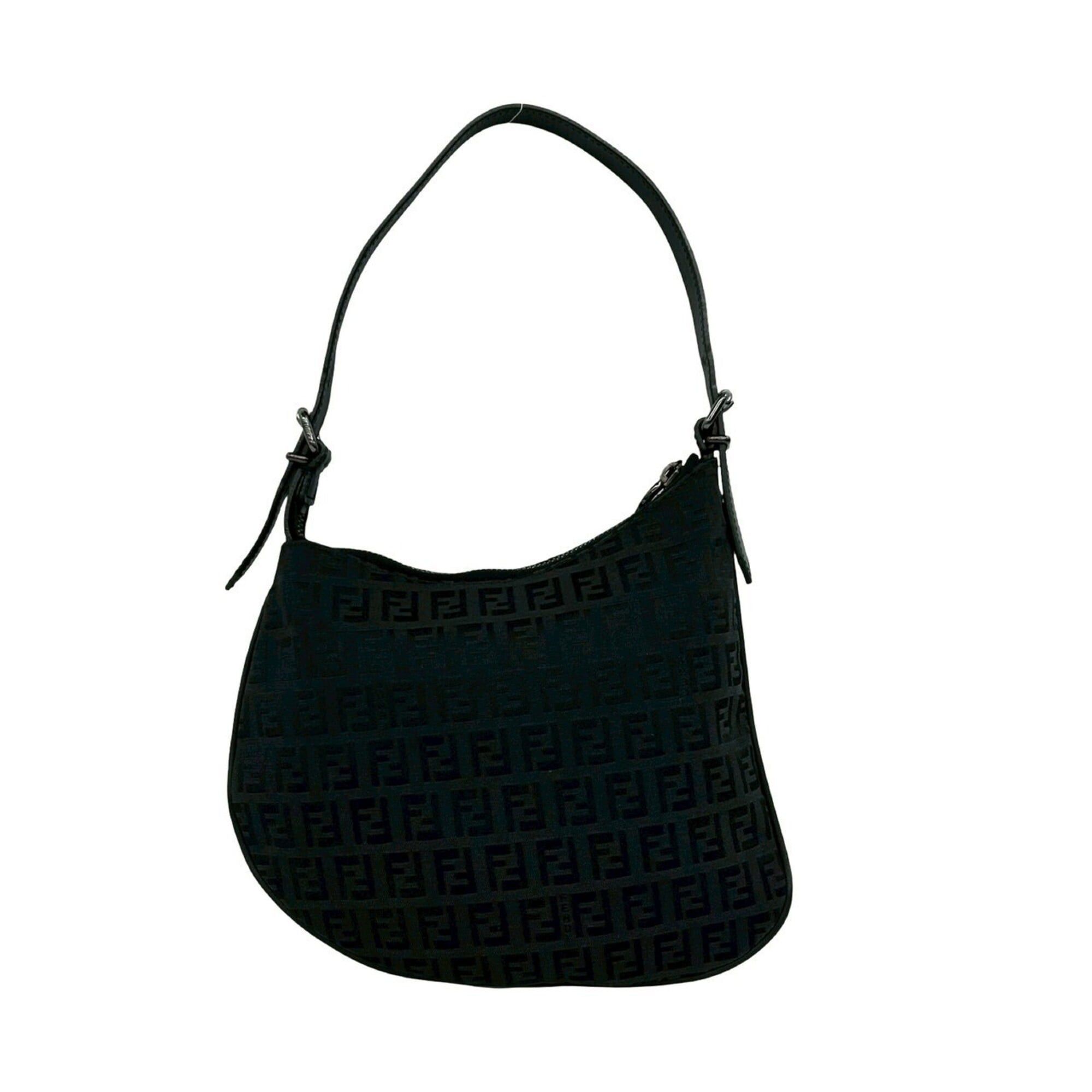 Fendi FENDI Vintage Zucchino FF Pattern Canvas Leather Mini One-Shoulder Bag Handbag Black 67983 Size ONE SIZE - 3 Thumbnail