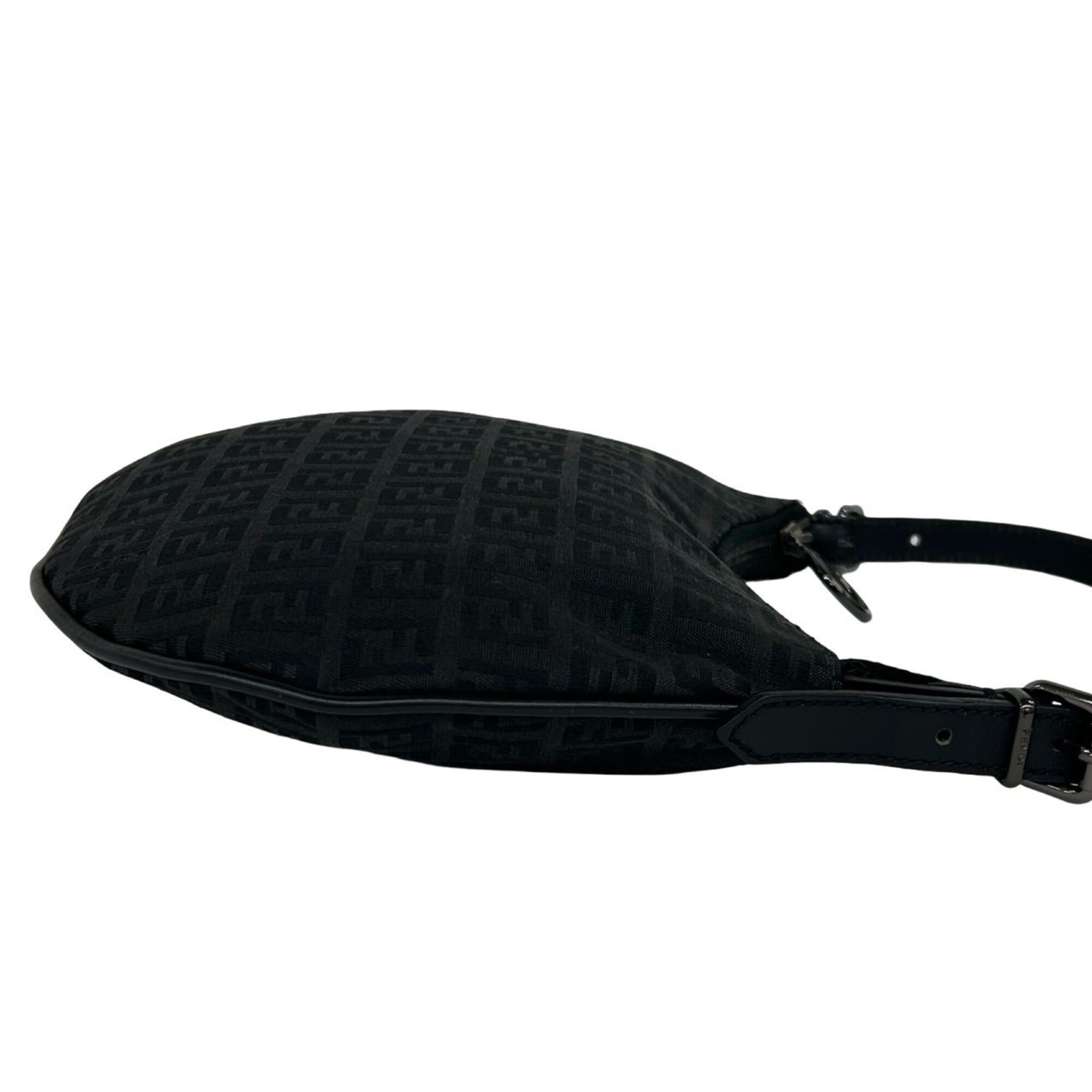 Fendi FENDI Vintage Zucchino FF Pattern Canvas Leather Mini One-Shoulder Bag Handbag Black 67983 Size ONE SIZE - 6 Thumbnail