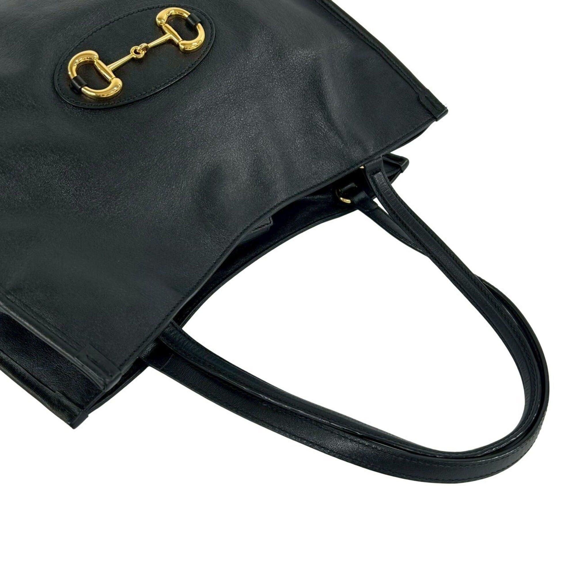 Gucci GUCCI Horsebit 1955 Hardware Leather Tote Bag Handbag Business Boston Black 73042 Size ONE SIZE - 4 Thumbnail