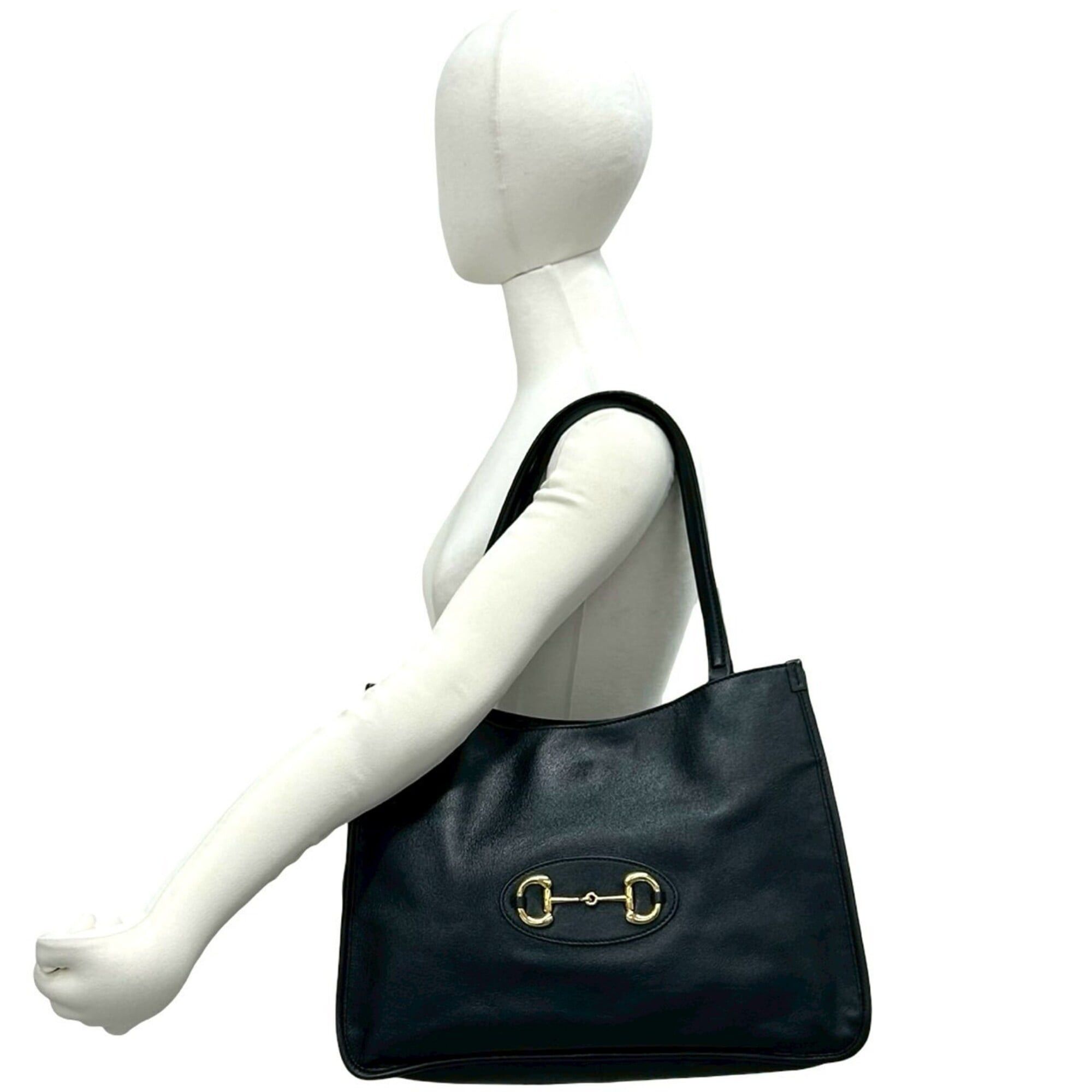 Gucci GUCCI Horsebit 1955 Hardware Leather Tote Bag Handbag Business Boston Black 73042 Size ONE SIZE - 2 Thumbnail