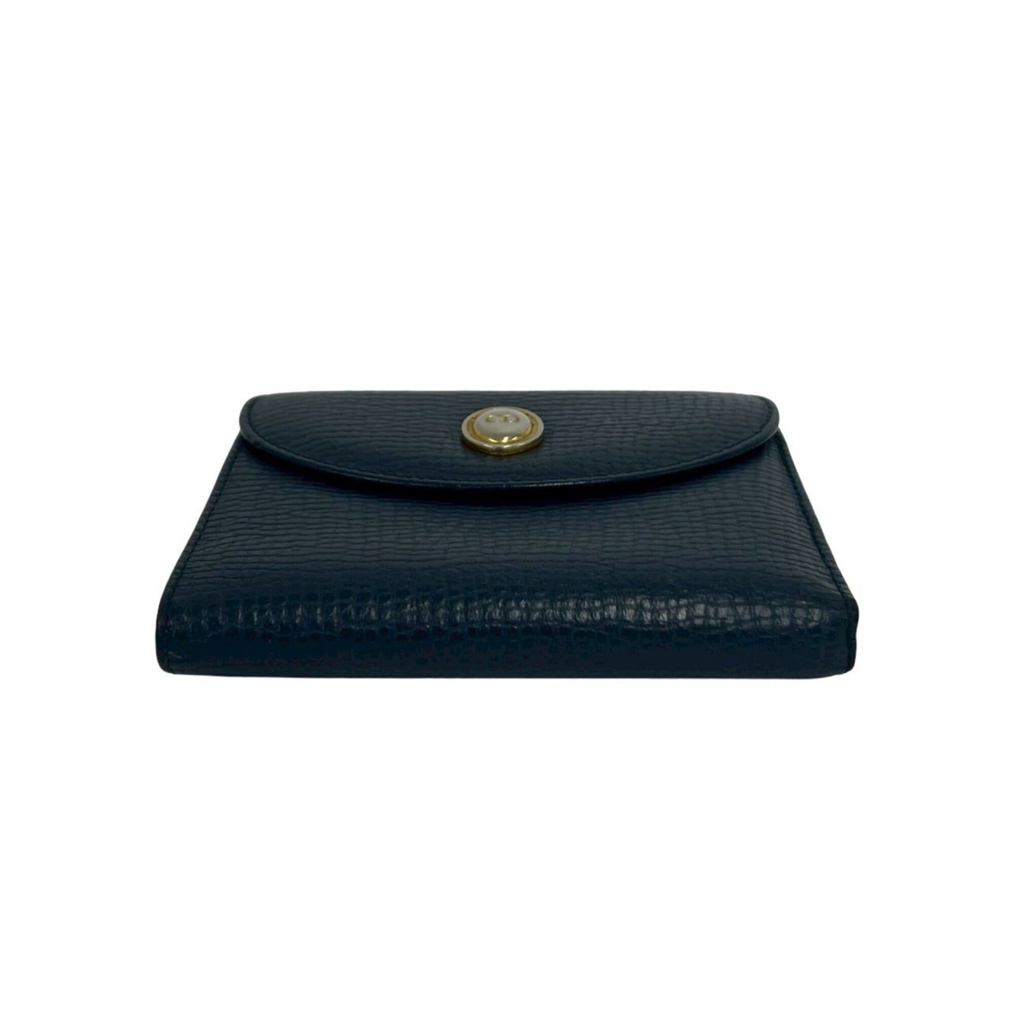 Dior Christian Dior Vintage CD Logo Leather Bi-fold Wallet (Navy) 34424 Size ONE SIZE - 6 Thumbnail