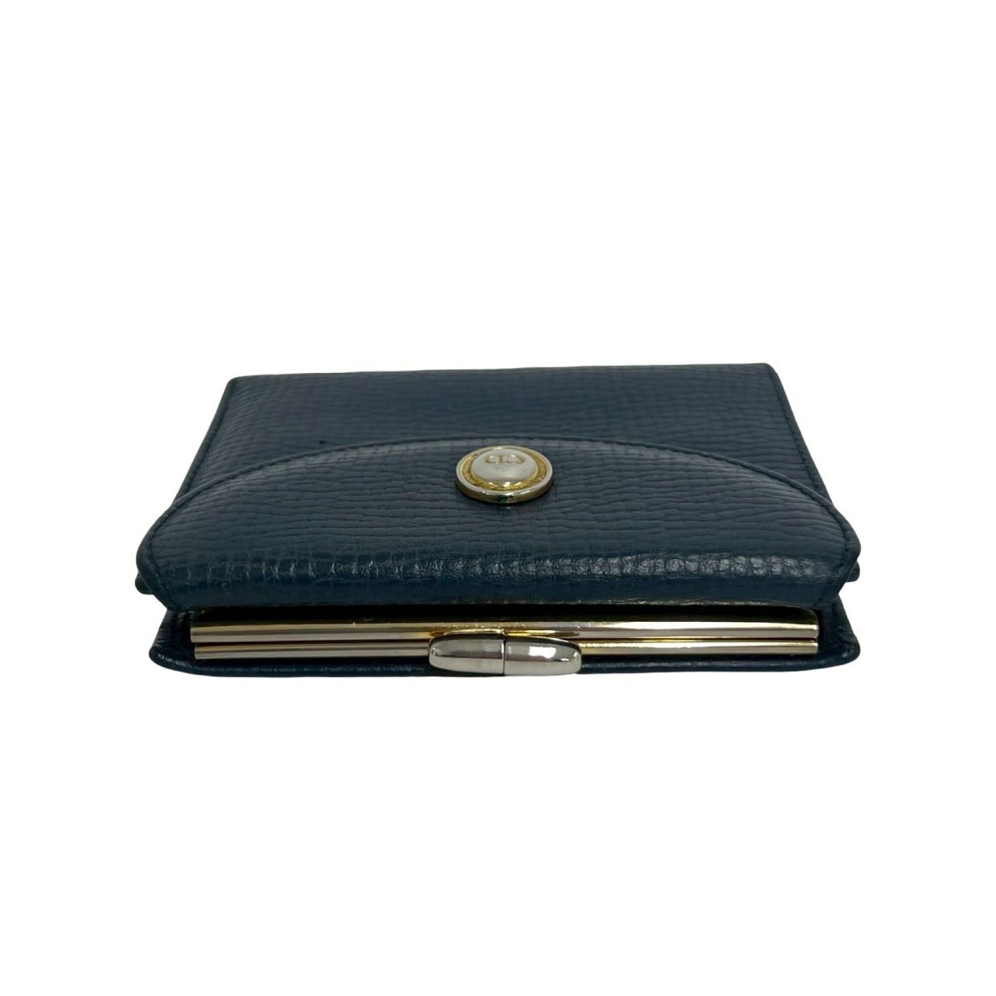 Dior Christian Dior Vintage CD Logo Leather Bi-fold Wallet (Navy) 34424 Size ONE SIZE - 3 Thumbnail