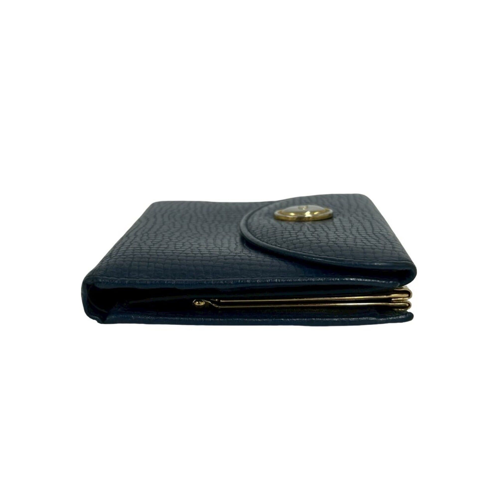 Dior Christian Dior Vintage CD Logo Leather Bi-fold Wallet (Navy) 34424 Size ONE SIZE - 5 Thumbnail