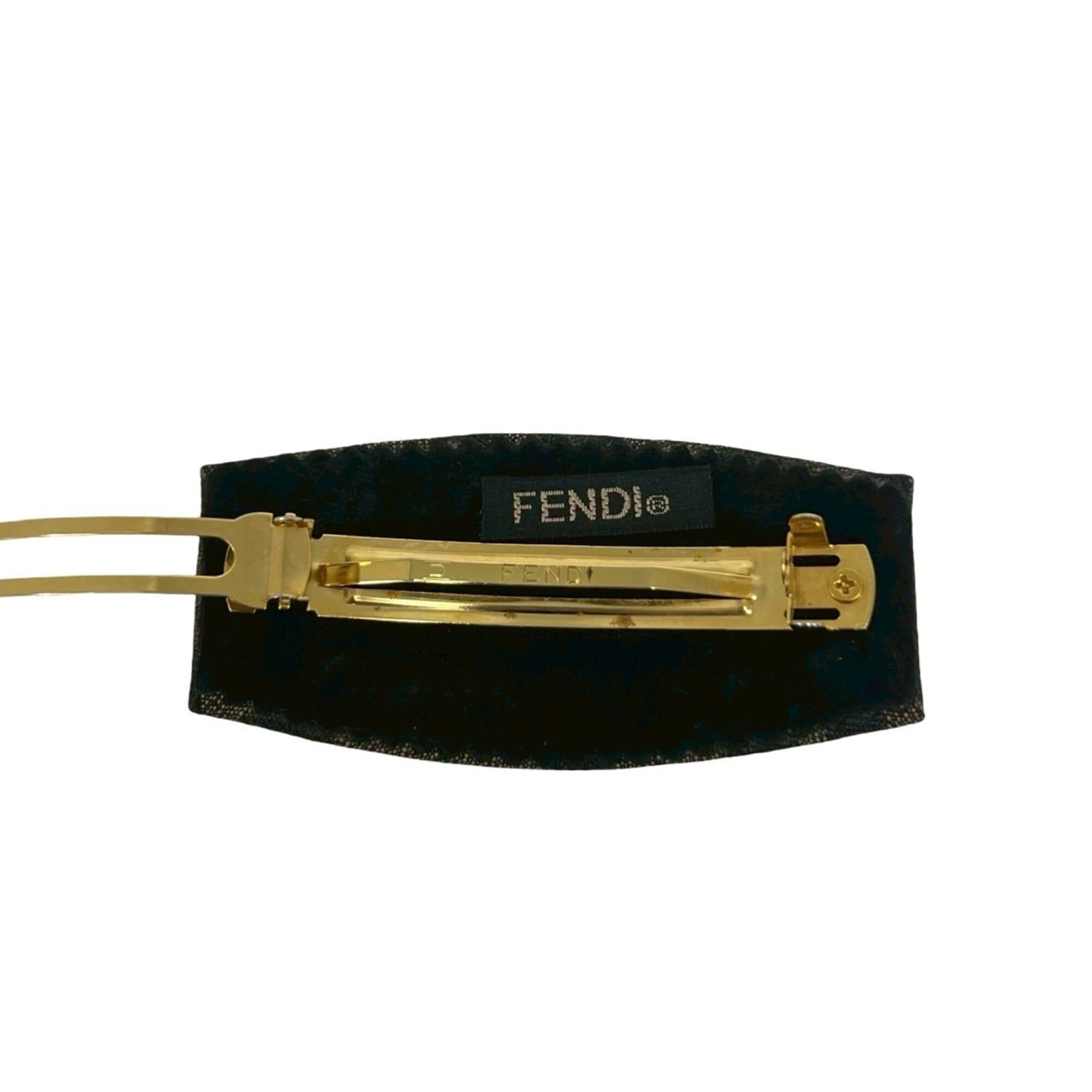 Fendi FENDI Zucca FF pattern canvas barrette pin hair accessory (khaki/black) 20773 Size ONE SIZE - 6 Thumbnail