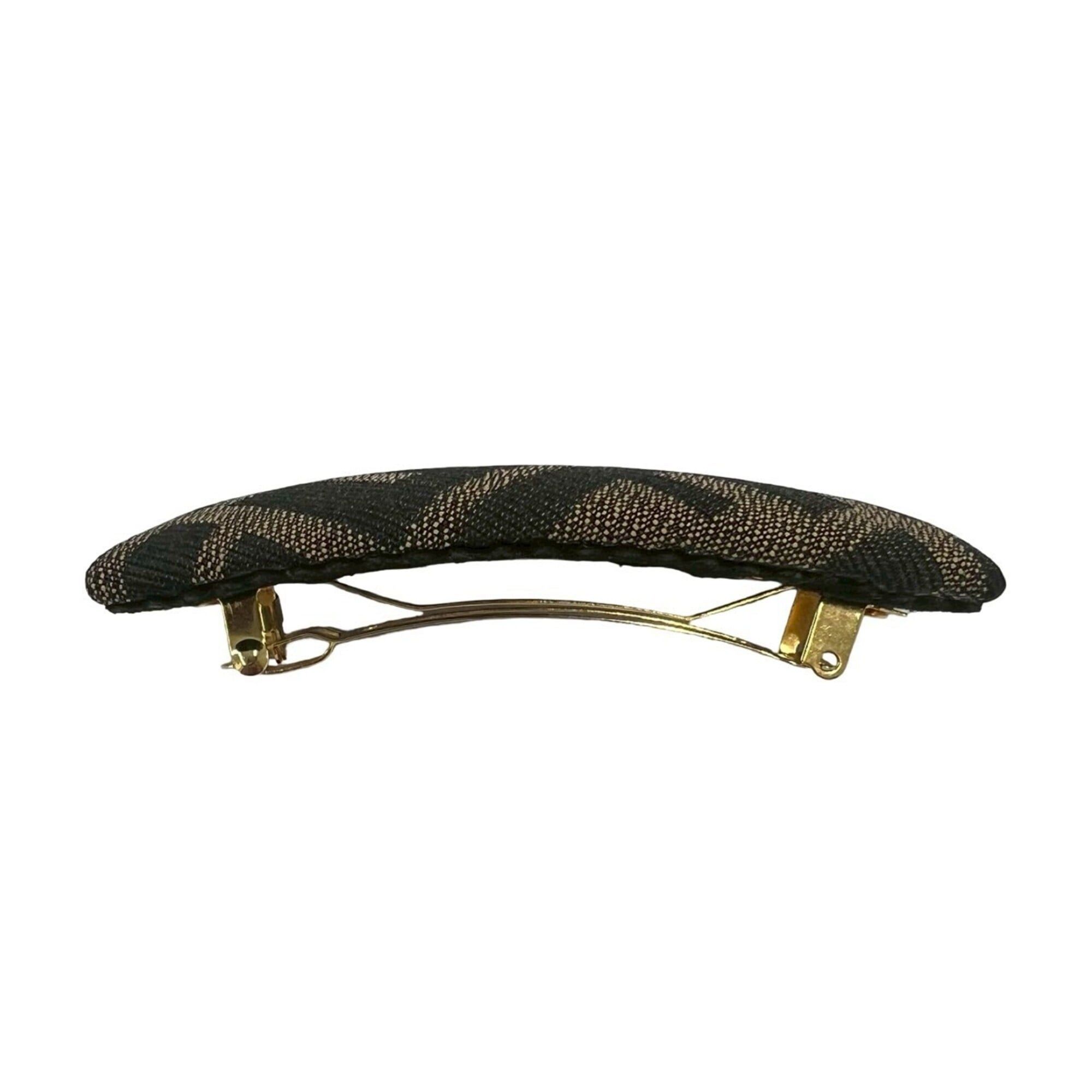 Fendi FENDI Zucca FF pattern canvas barrette pin hair accessory (khaki/black) 20773 Size ONE SIZE - 4 Thumbnail