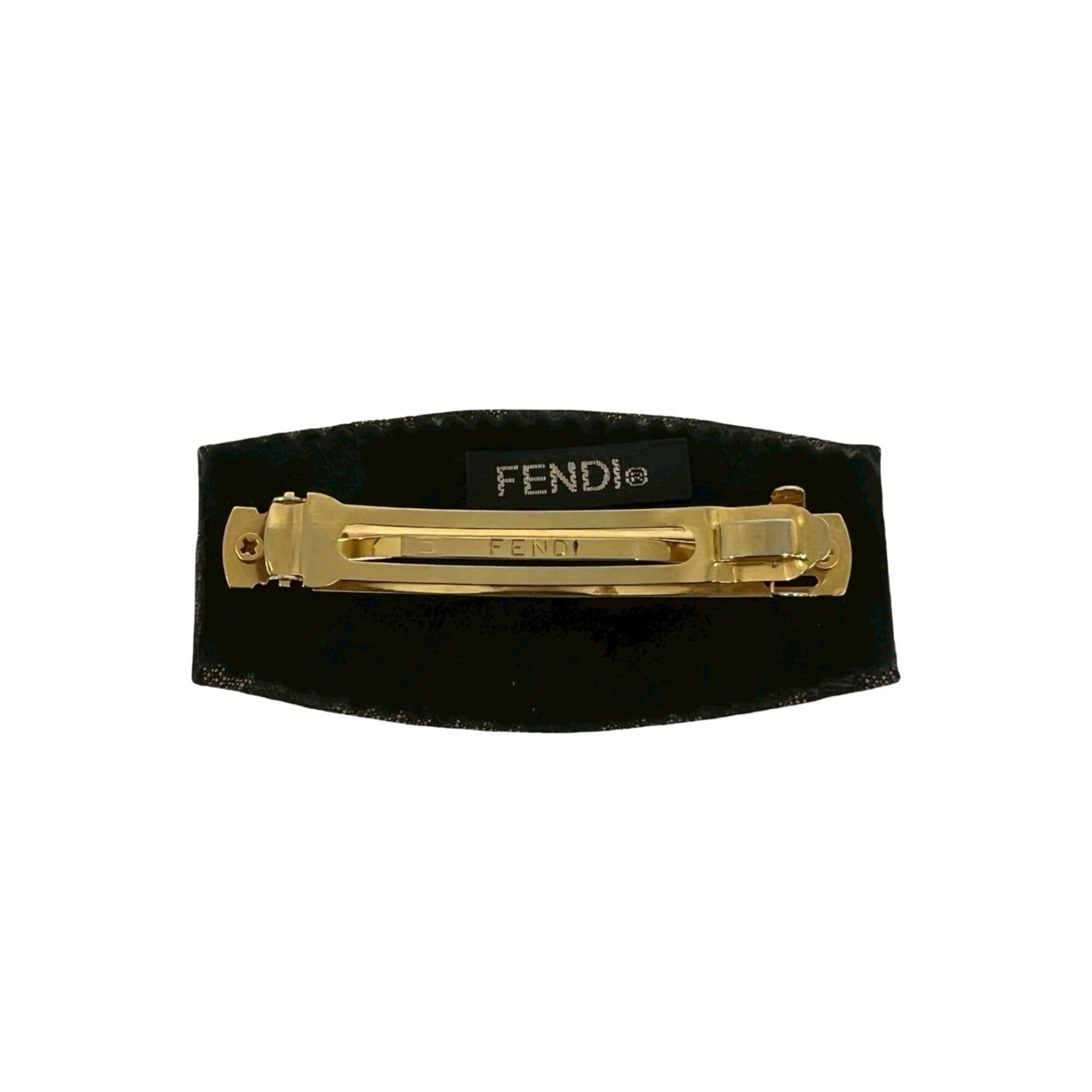 Fendi FENDI Zucca FF pattern canvas barrette pin hair accessory (khaki/black) 20773 Size ONE SIZE - 5 Thumbnail