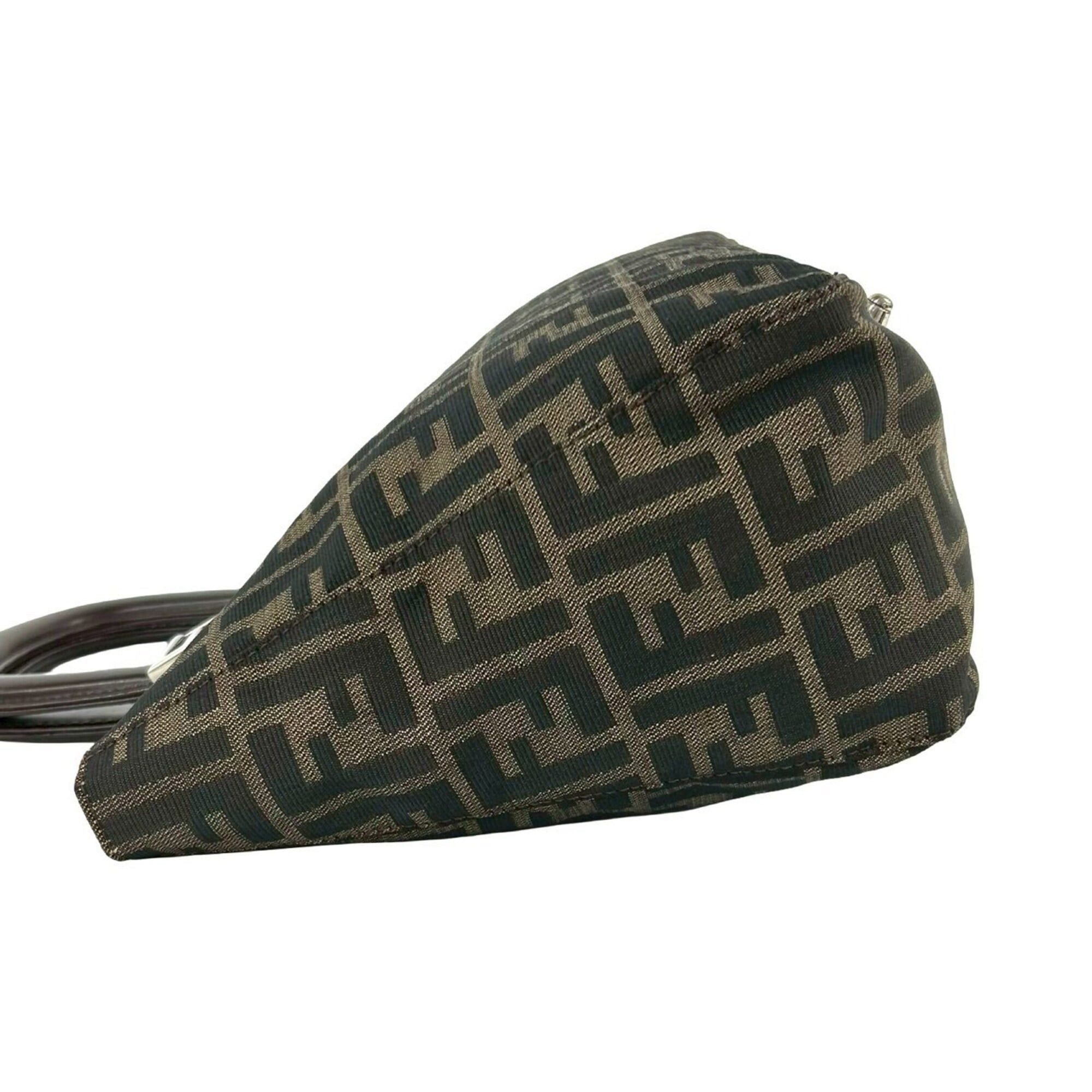 Fendi FENDI Vintage Zucca FF Pattern Canvas Leather Genuine Handbag Tote Bag Brown Black 20077 Size ONE SIZE - 5 Thumbnail
